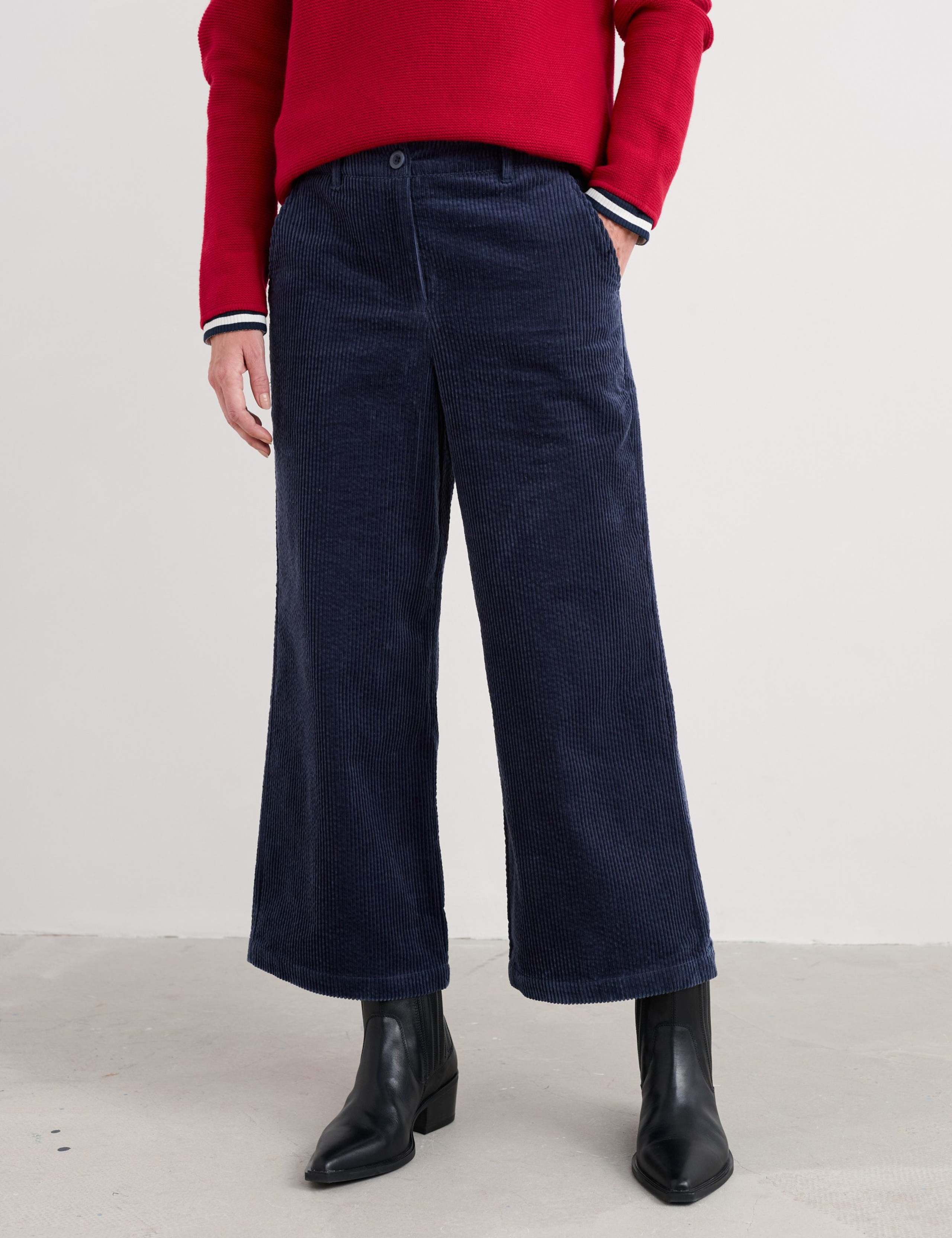 Corduroy Wide Leg Cropped Trousers 1 of 5