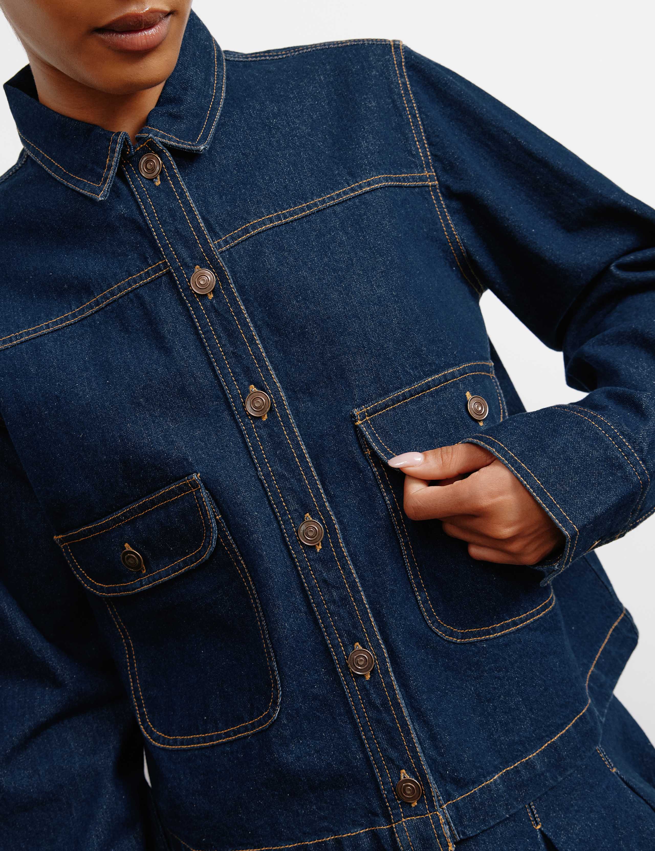 Pure Cotton Denim Collared Jacket 6 of 6