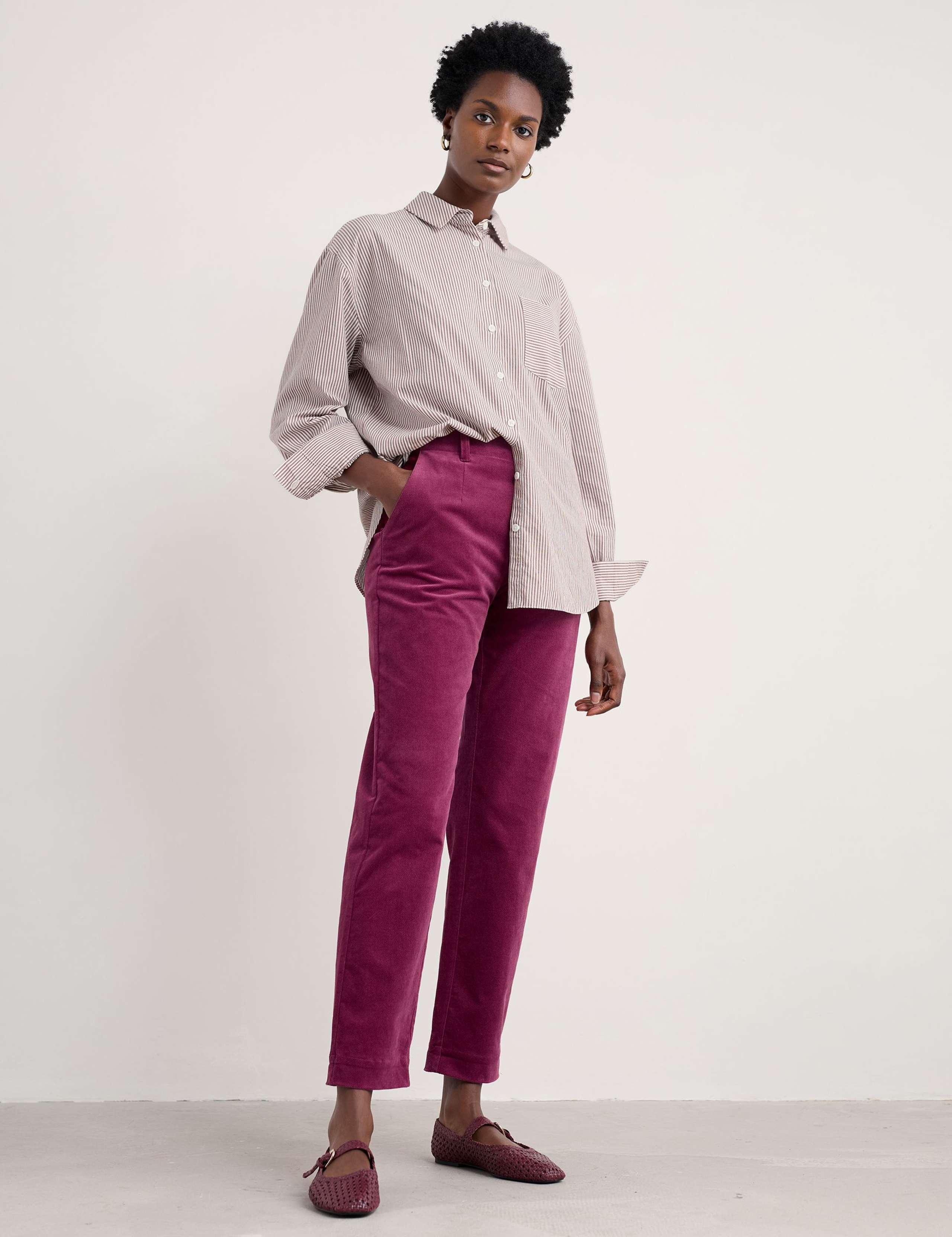 Cotton Rich Tapered Ankle Grazer Trousers 1 of 5