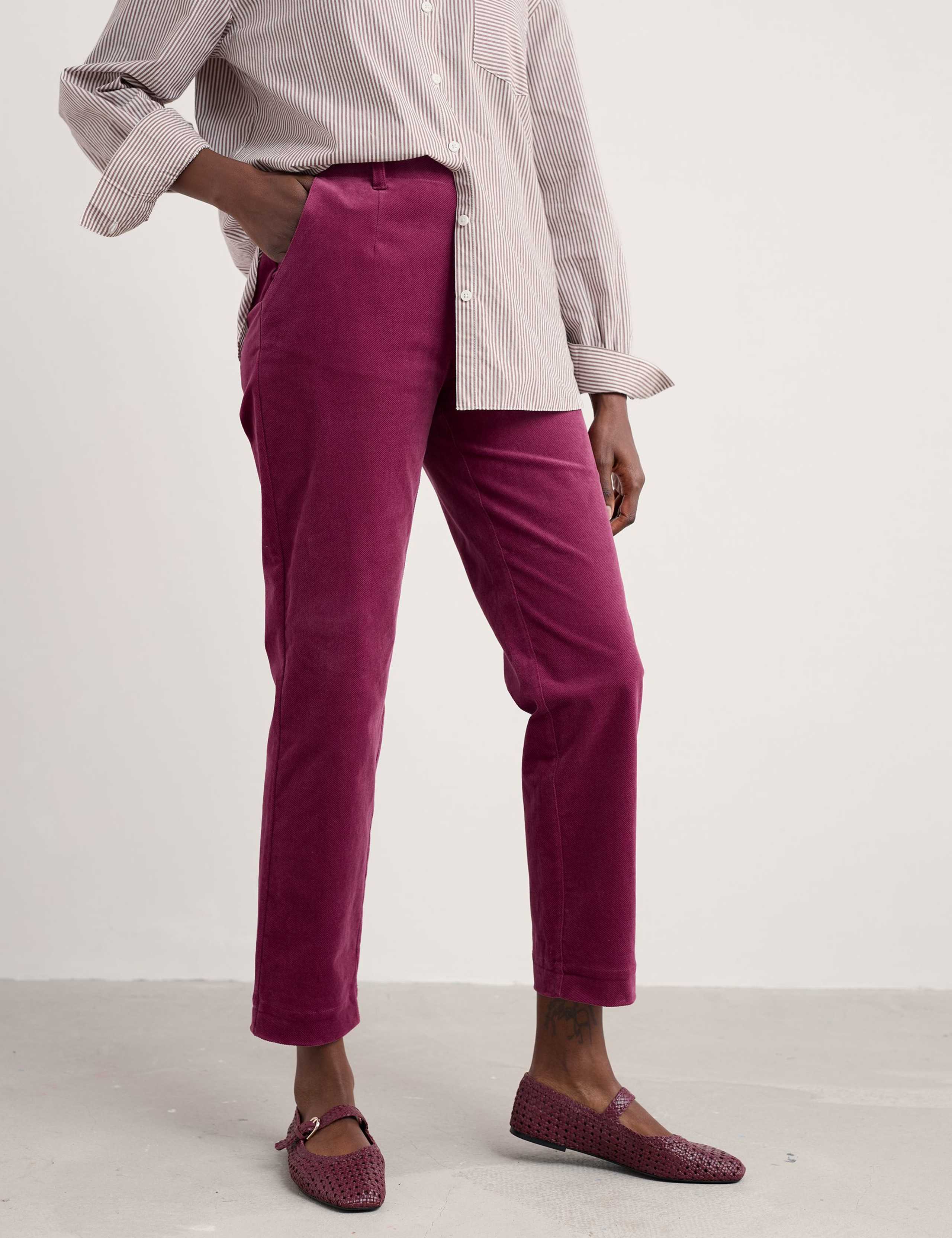 Cotton Rich Tapered Ankle Grazer Trousers 4 of 5