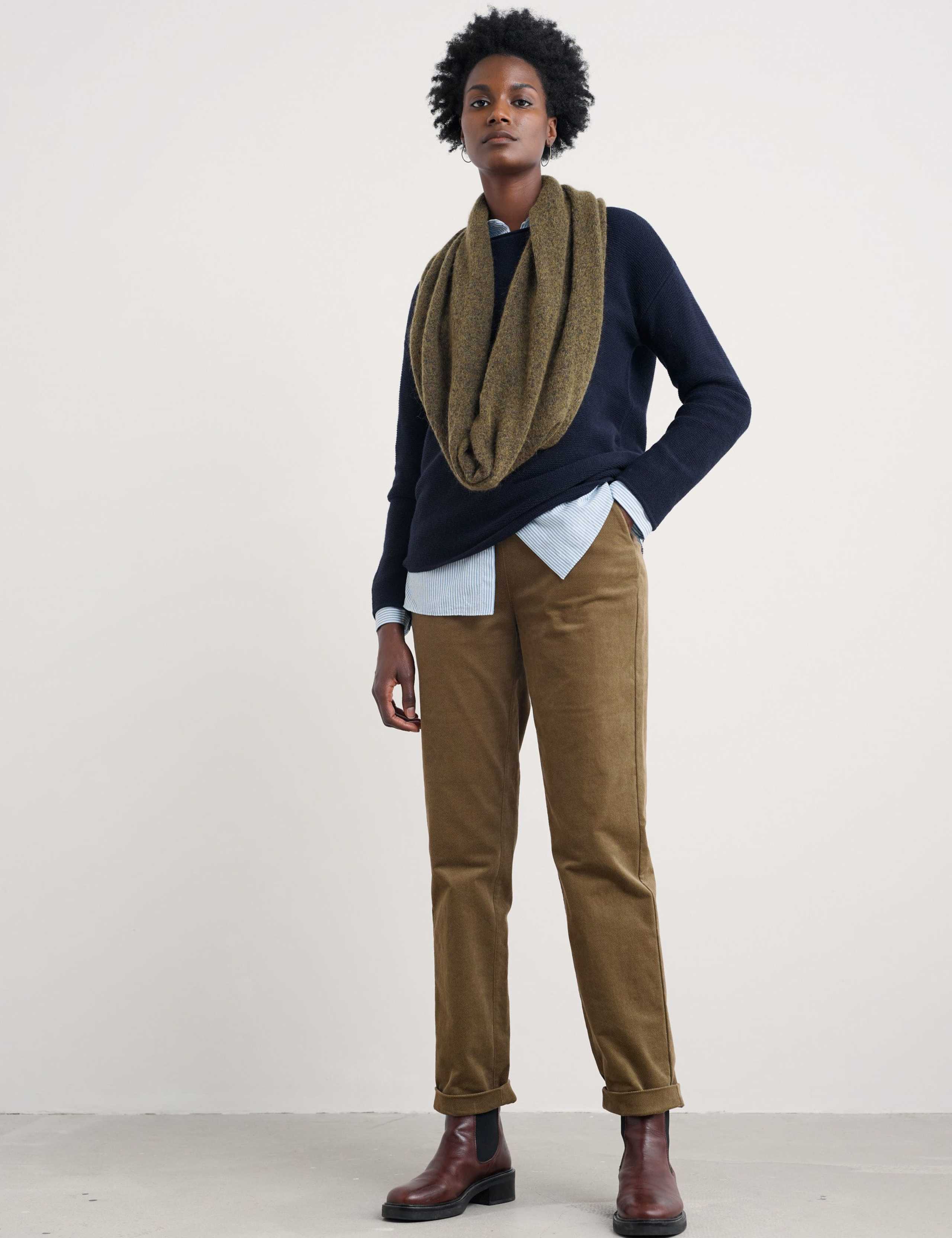 Cotton Rich Tapered Ankle Grazer Trousers 1 of 5