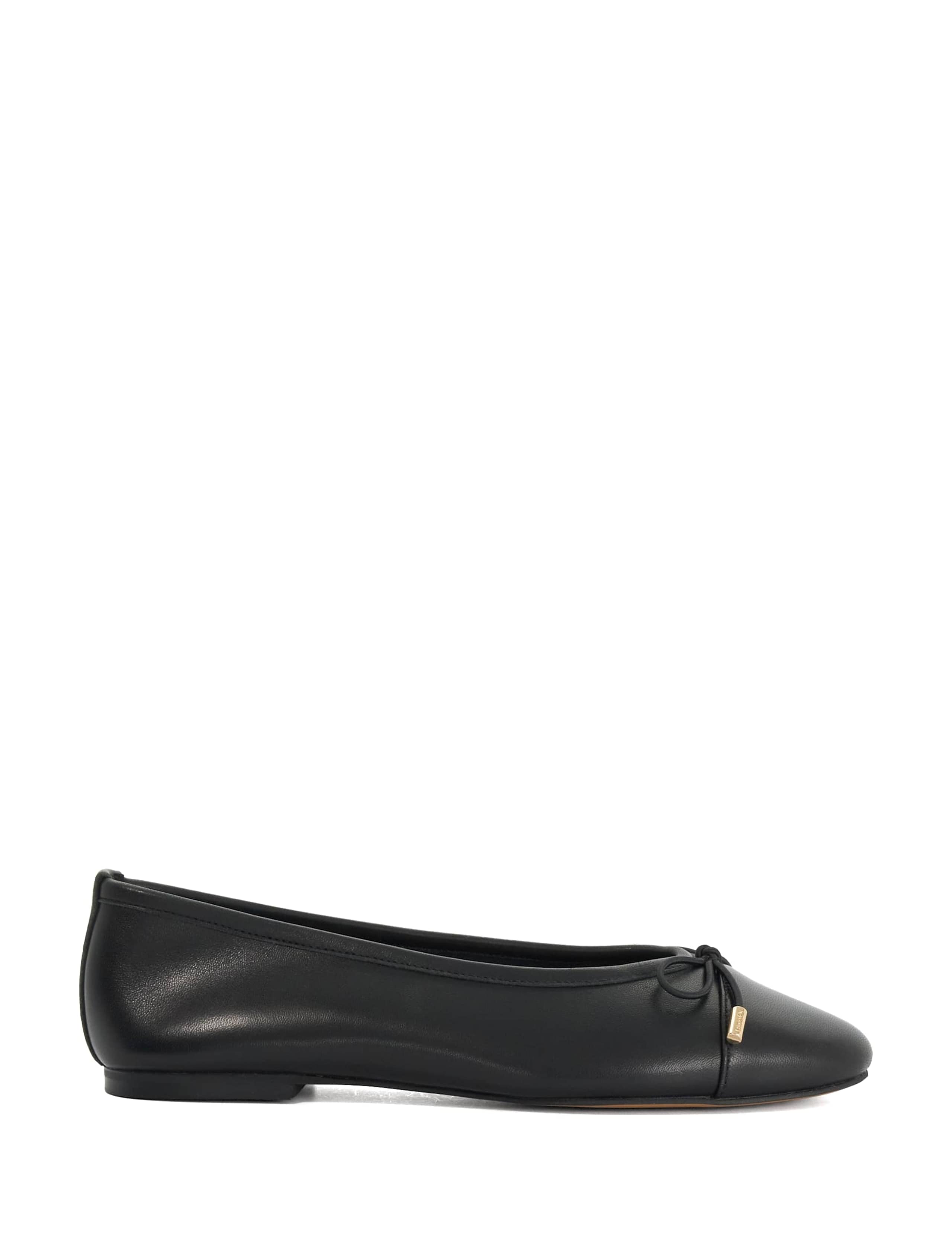 Leather Block Heel Ballet Pumps 1 of 5