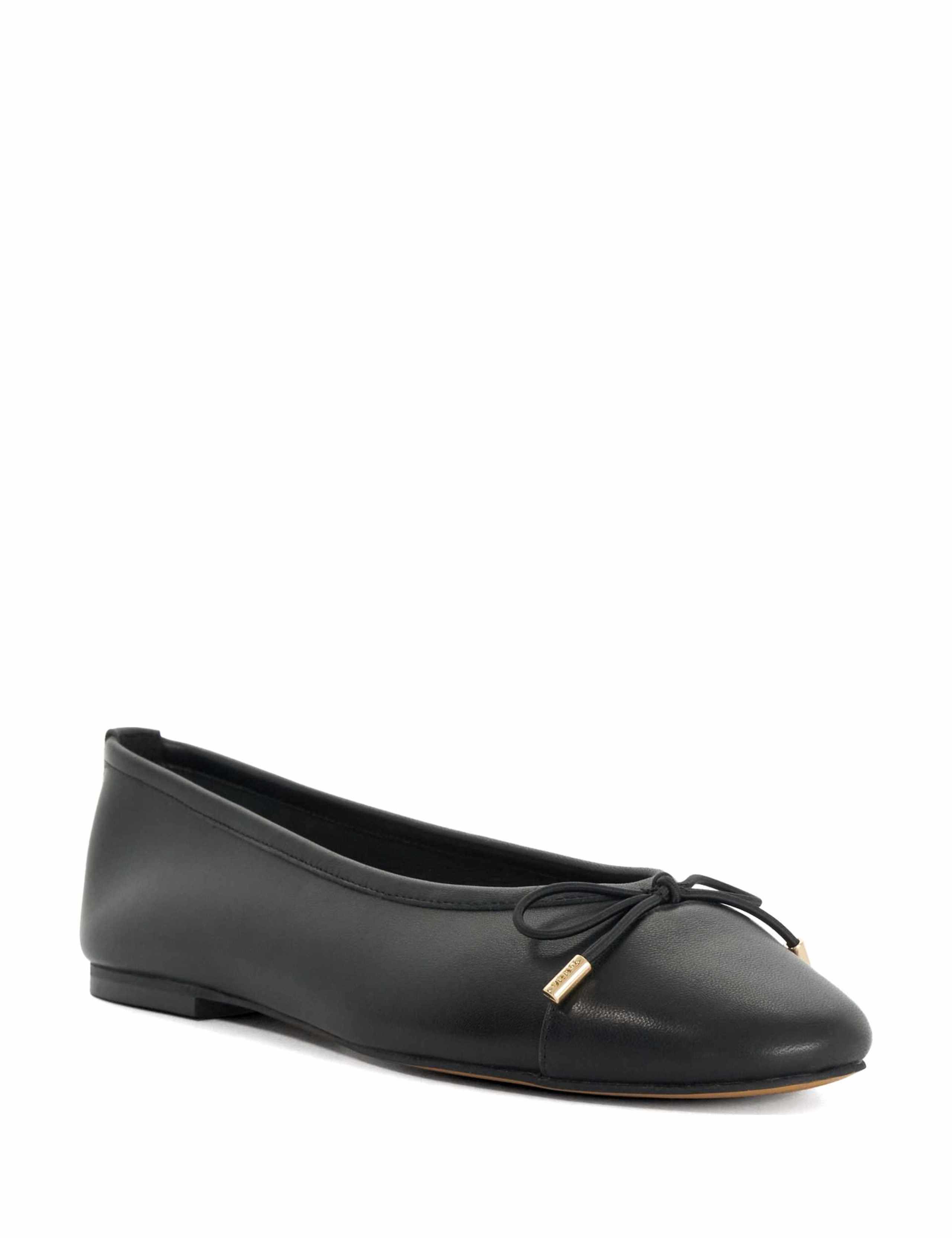 Leather Block Heel Ballet Pumps 3 of 5