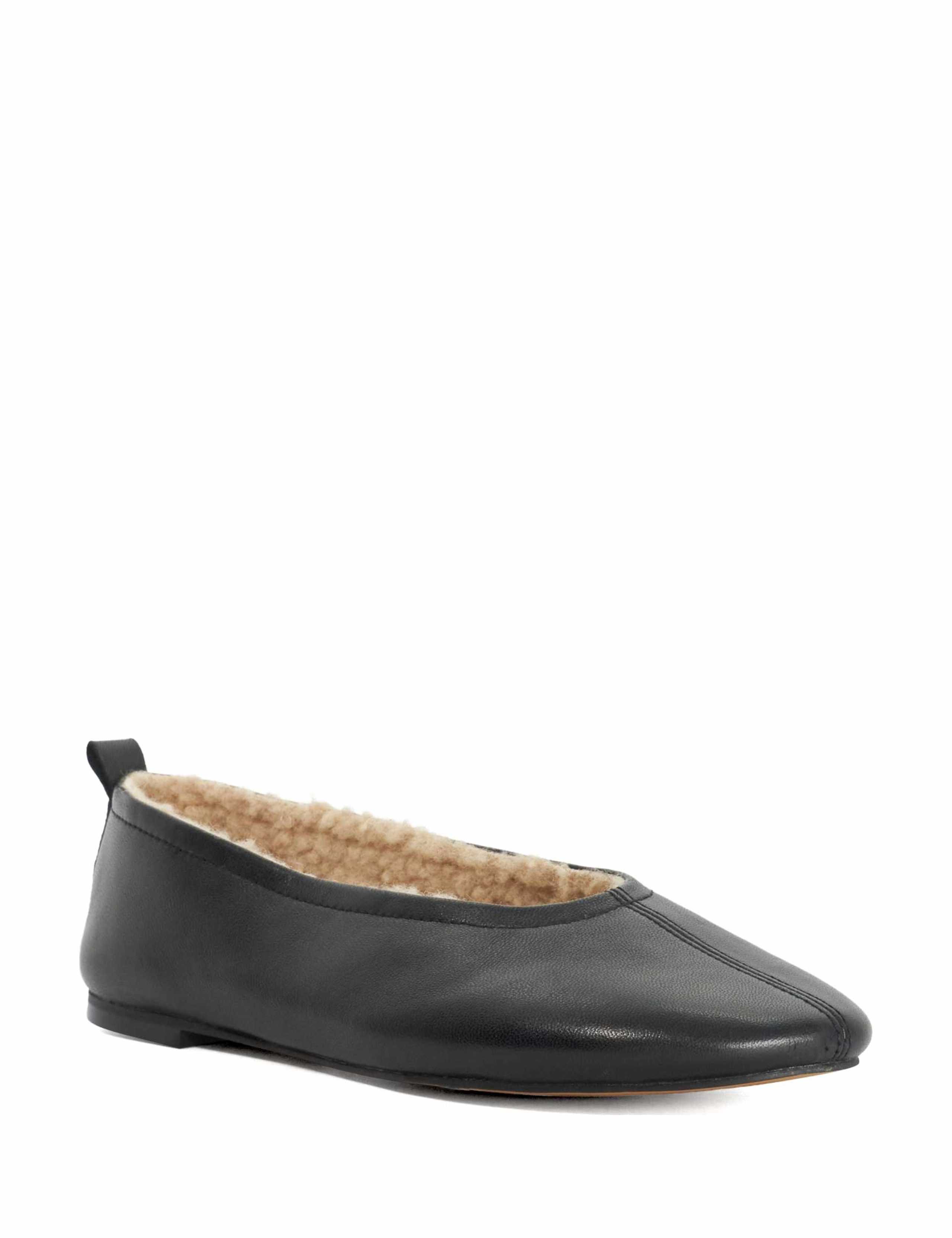 Leather Faux Fur Lined Ballet Pumps 3 of 5
