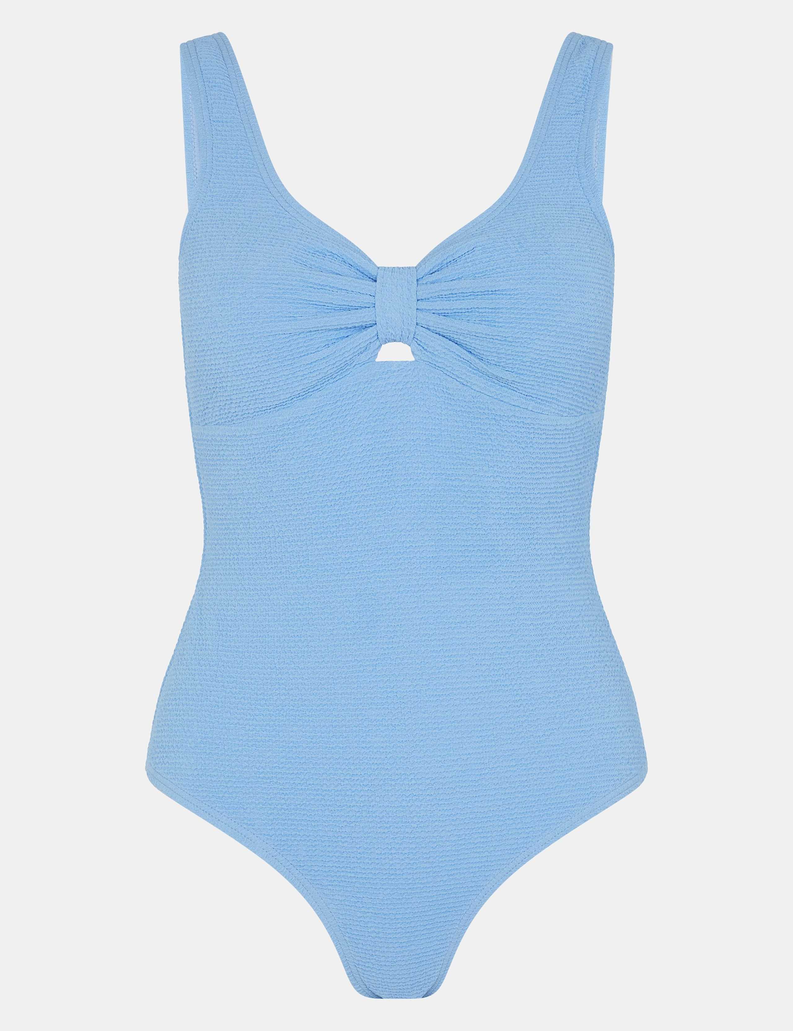 Knot Front Crinkle V-Neck Swimsuit 2 of 5