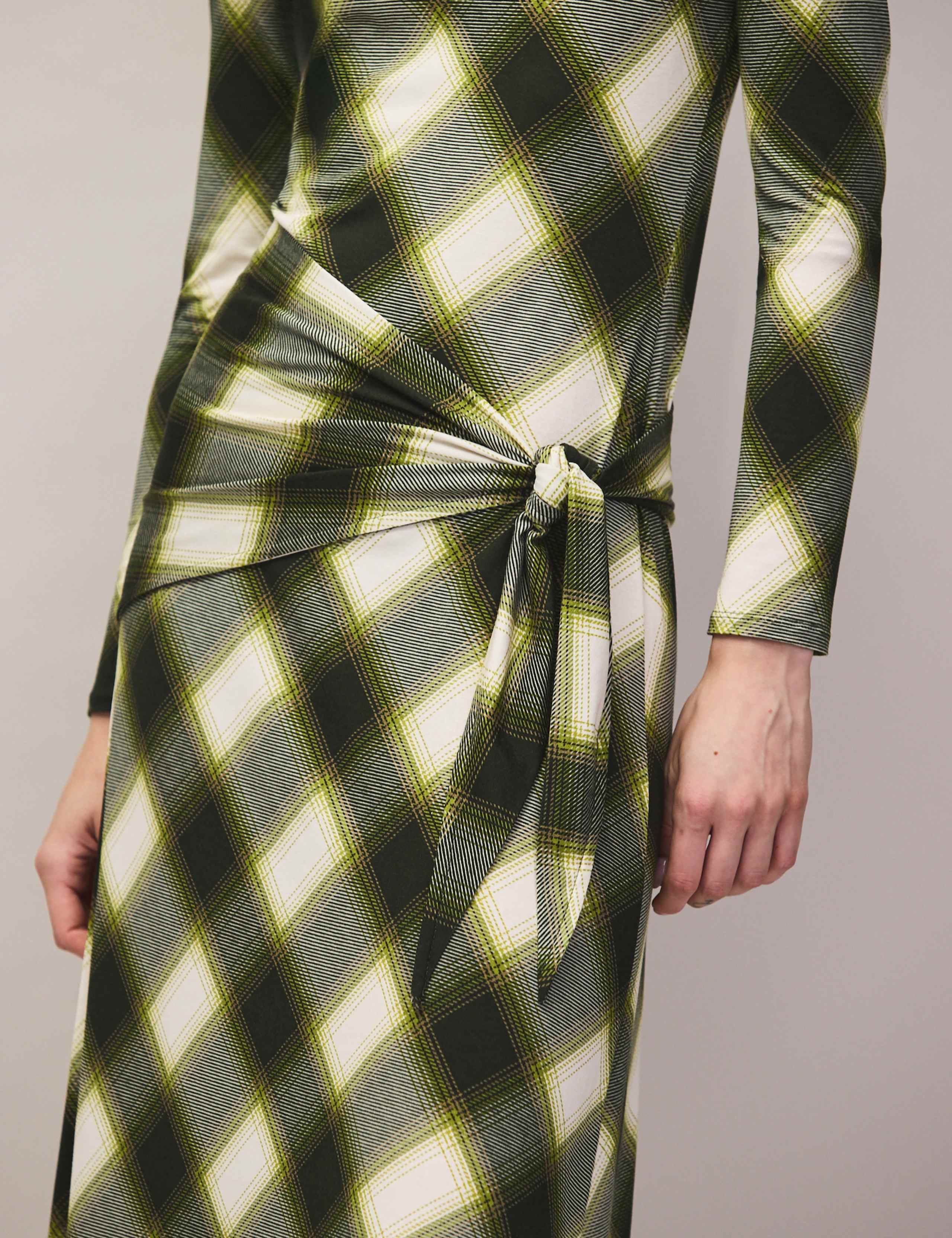 Checked Tie Wasit Midi Column Dress 4 of 6