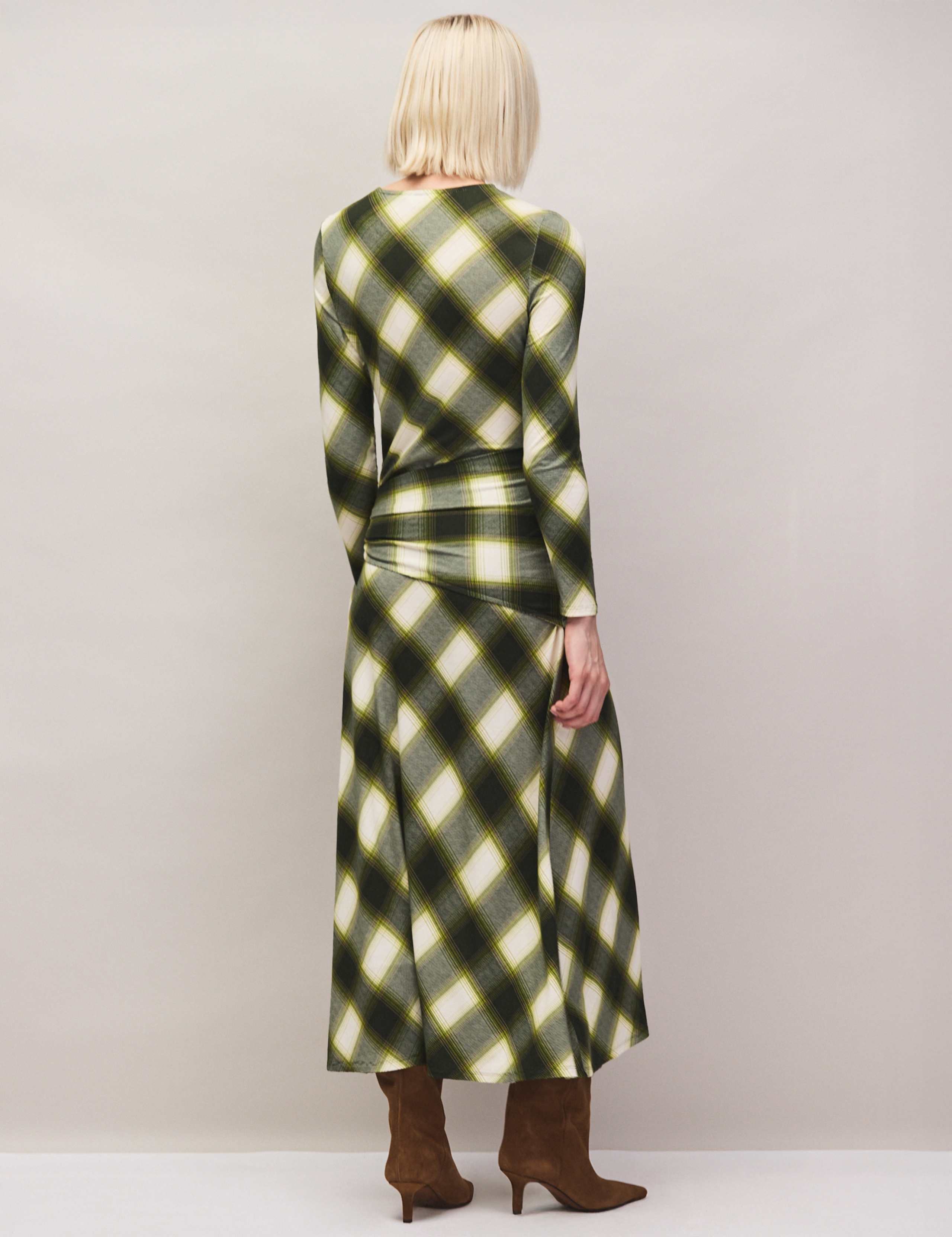 Checked Tie Wasit Midi Column Dress 5 of 6