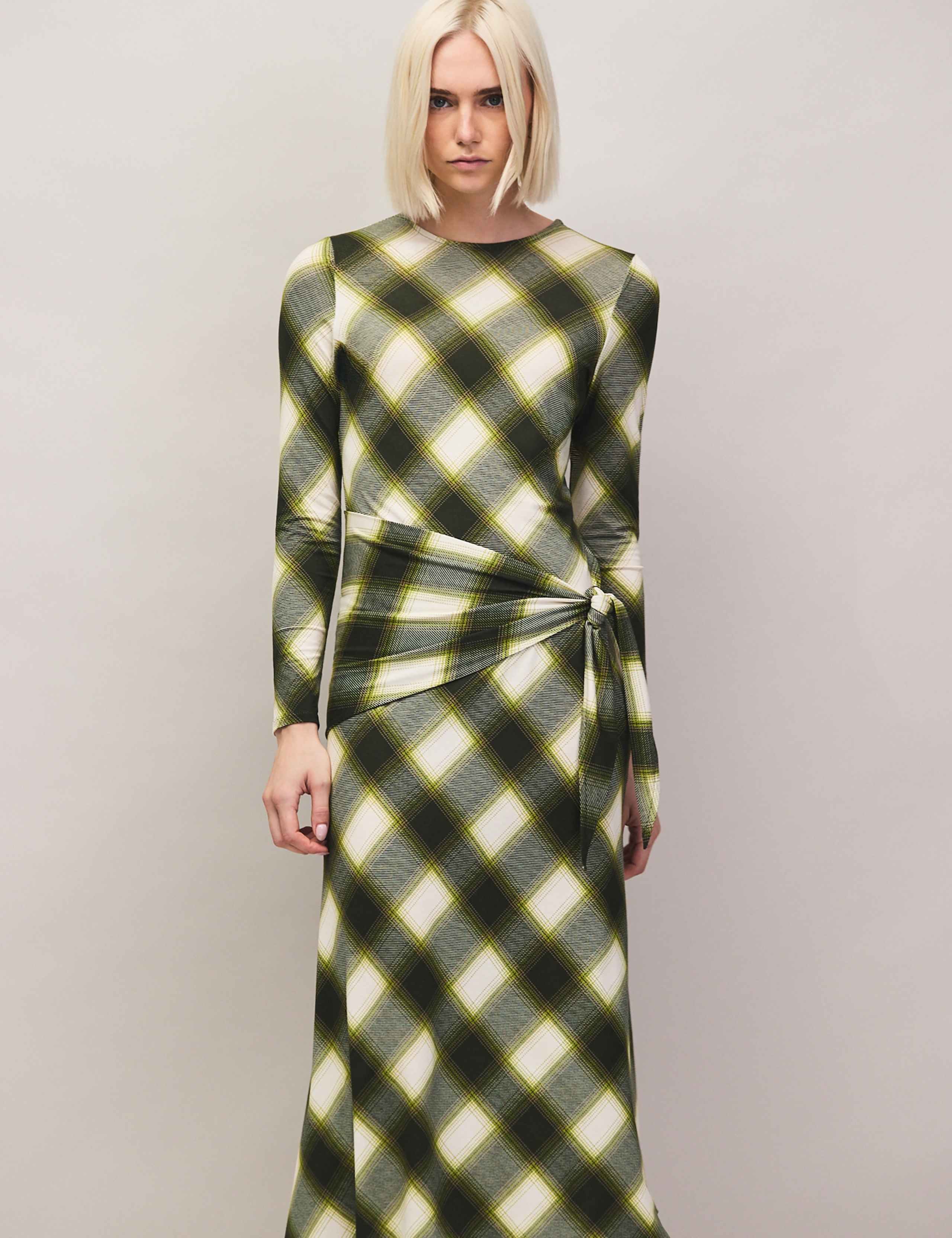 Checked Tie Wasit Midi Column Dress 6 of 6