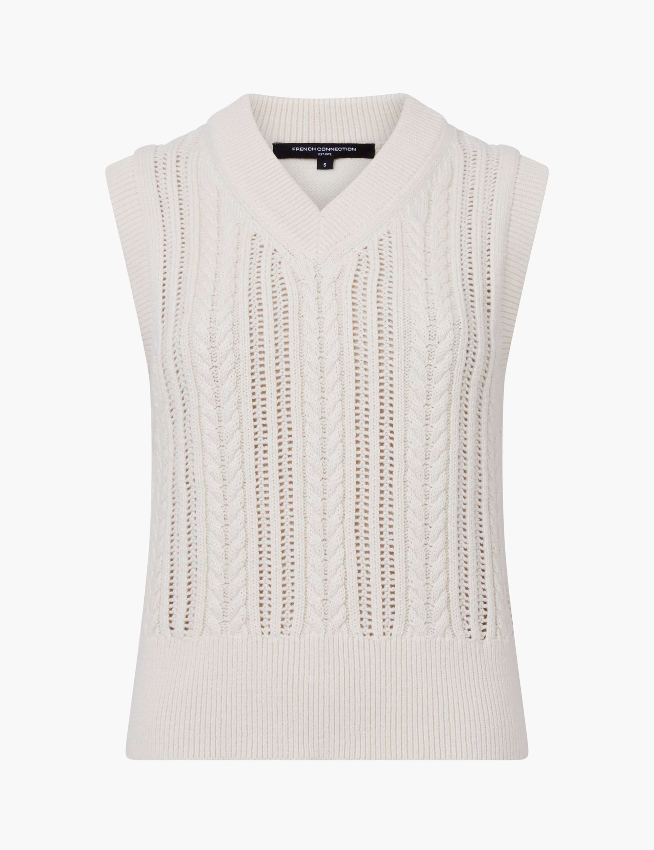 Cotton Rich Cable Knit V-Neck Knitted Vest 2 of 3