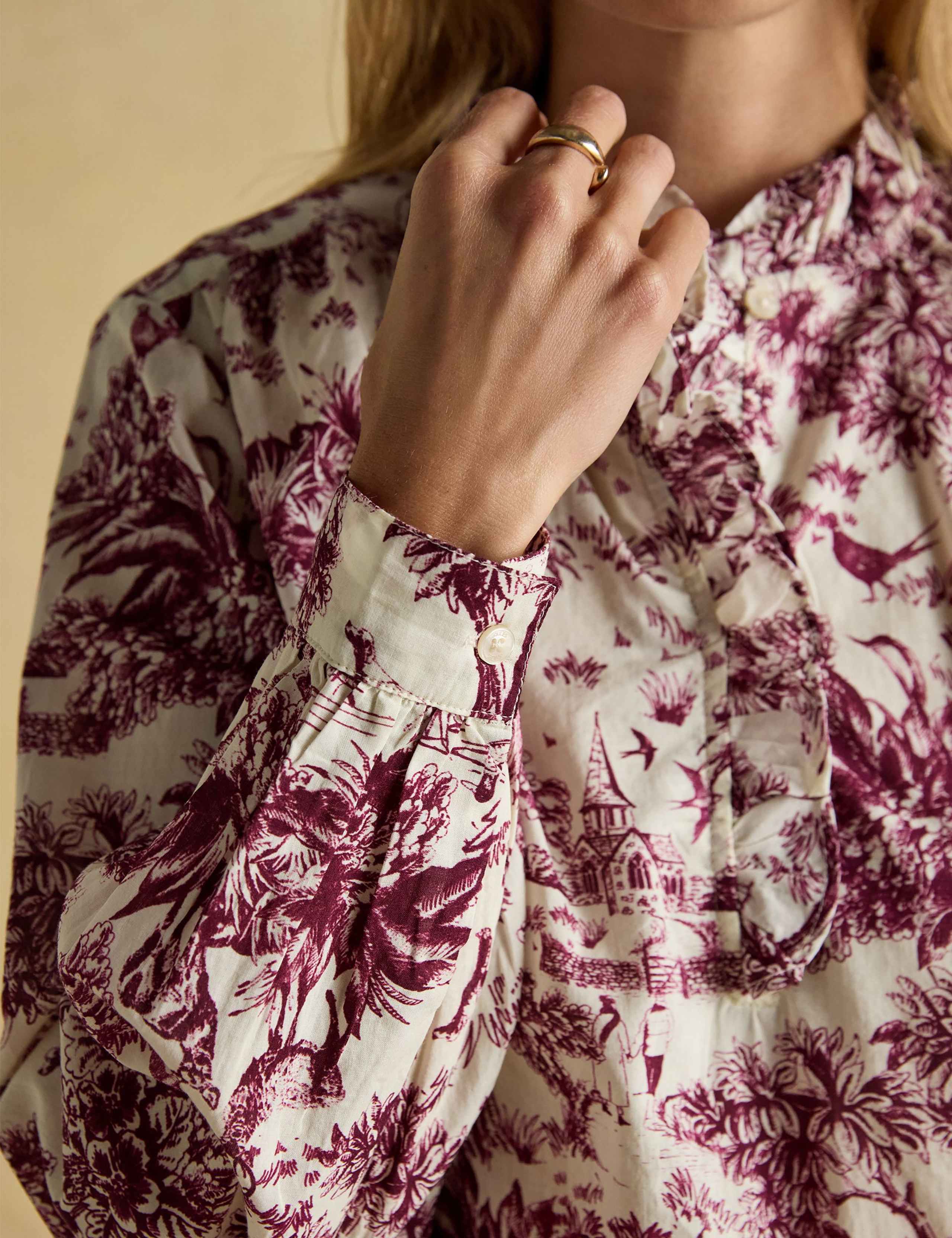 Pure Cotton Printed Frill Detail Blouse 7 of 8