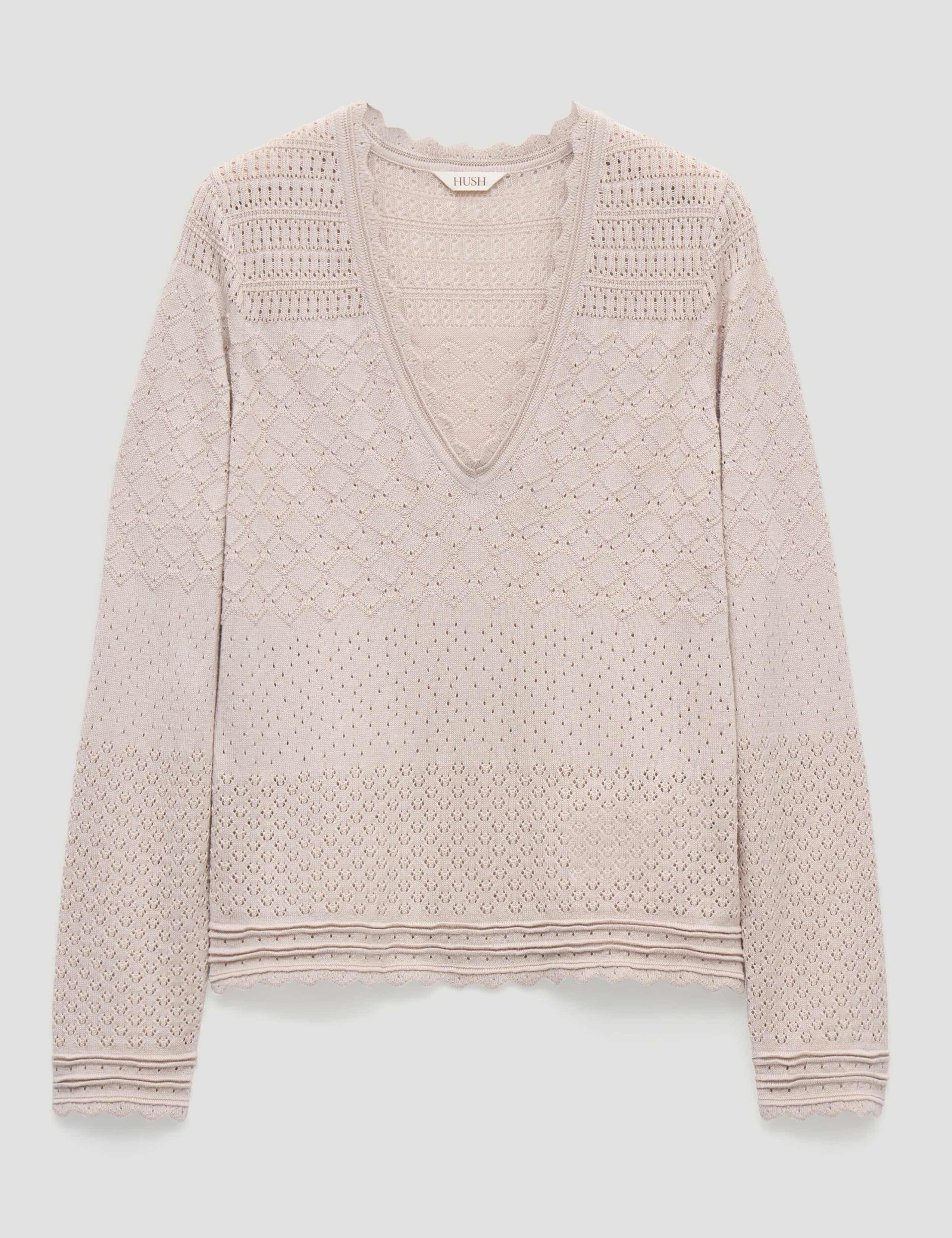 Cotton Blend Textured V-Neck Jumper 2 of 5