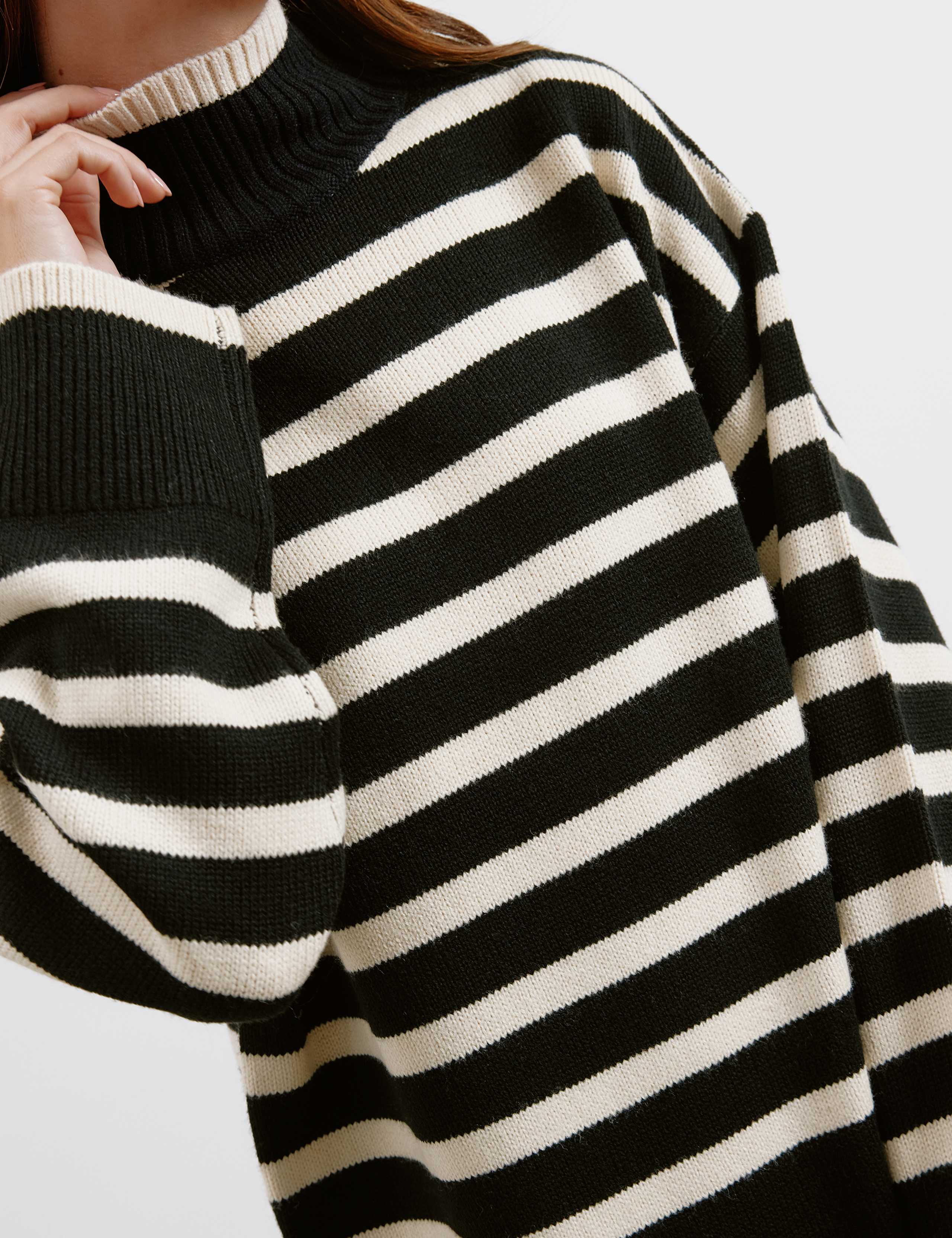 Striped Funnel Neck Jumper with Wool 4 of 5