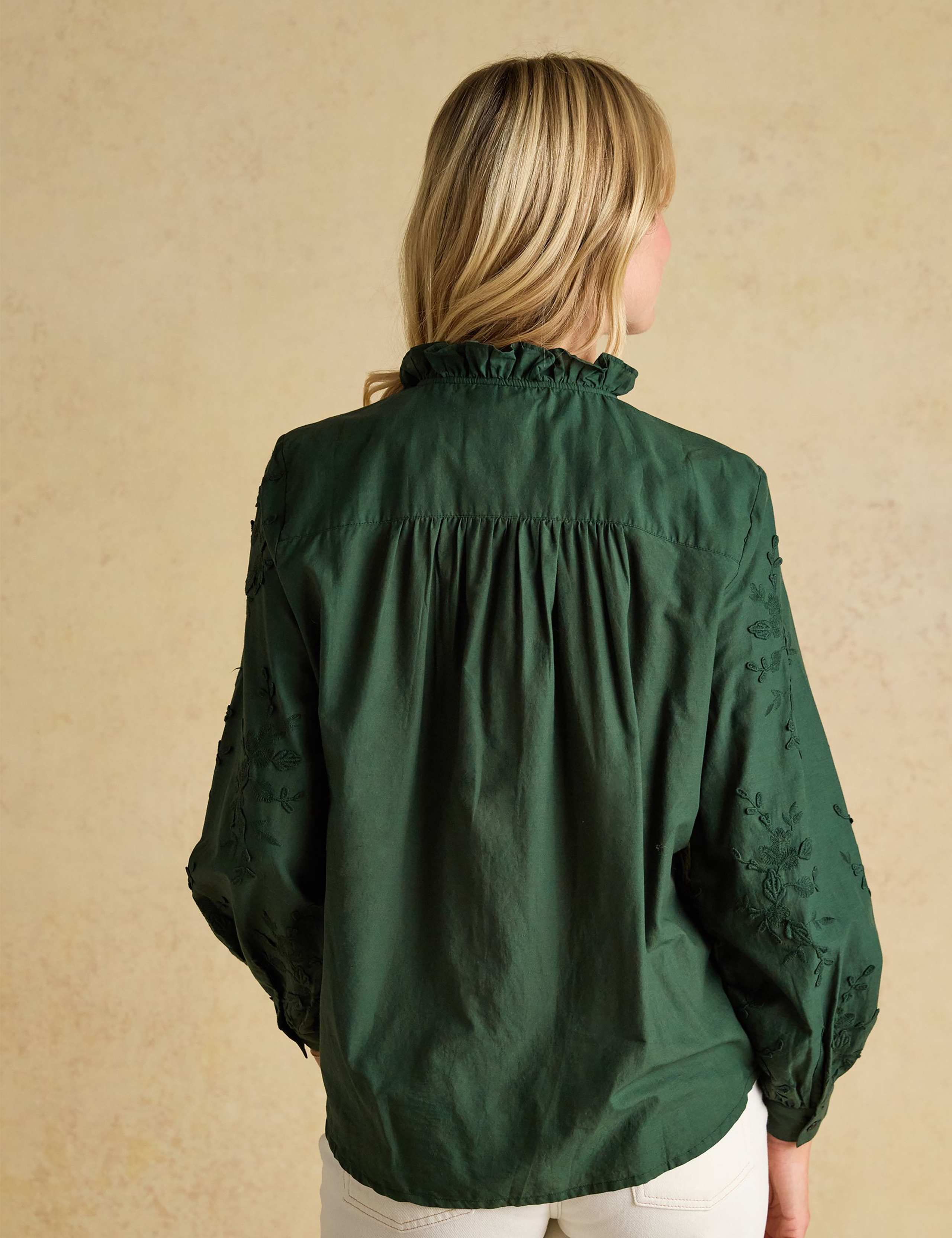 Pure Cotton Embroidered High Neck Blouse 4 of 7