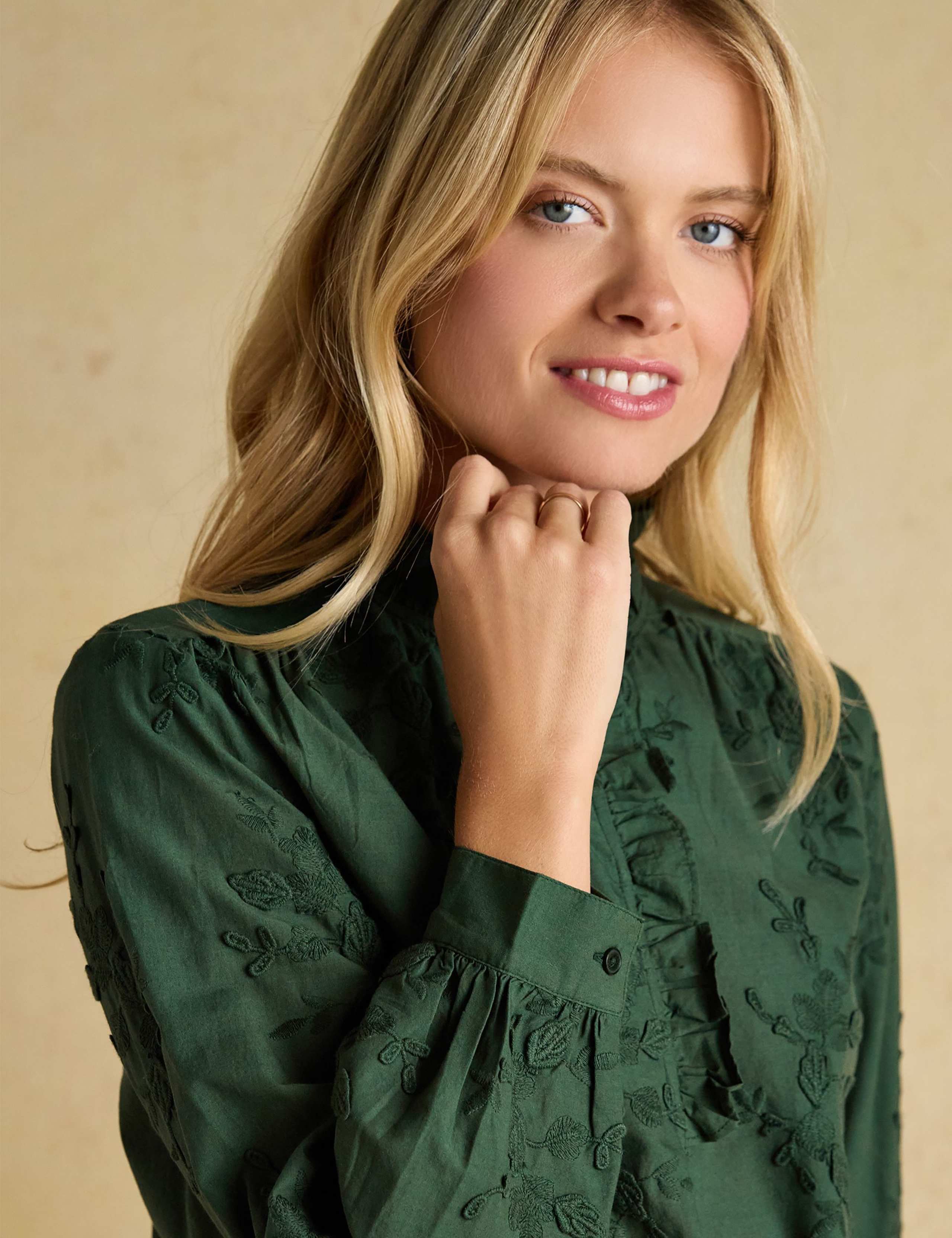 Pure Cotton Embroidered High Neck Blouse 6 of 7