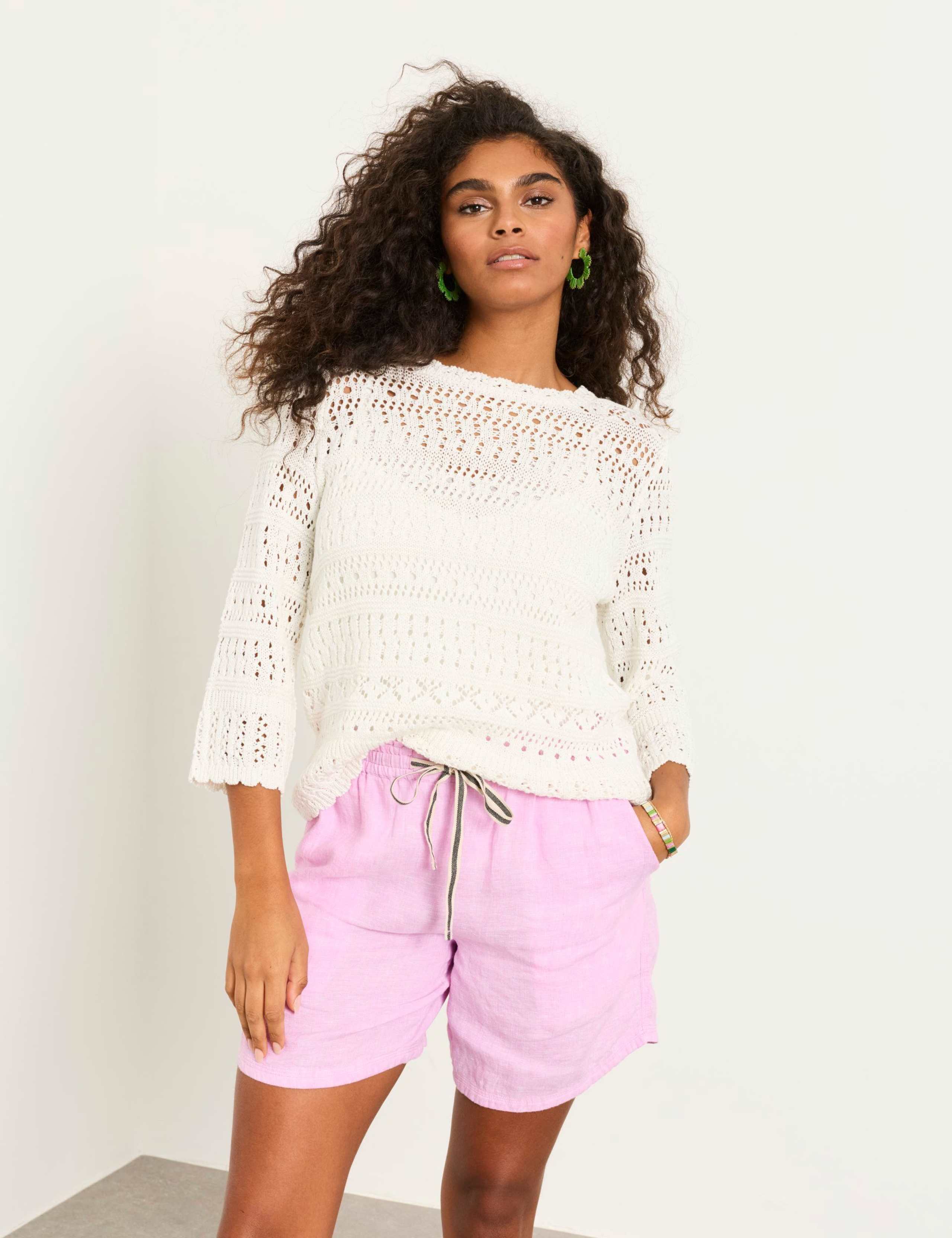 Pure Cotton Pointelle Crew Neck Jumper 1 of 5