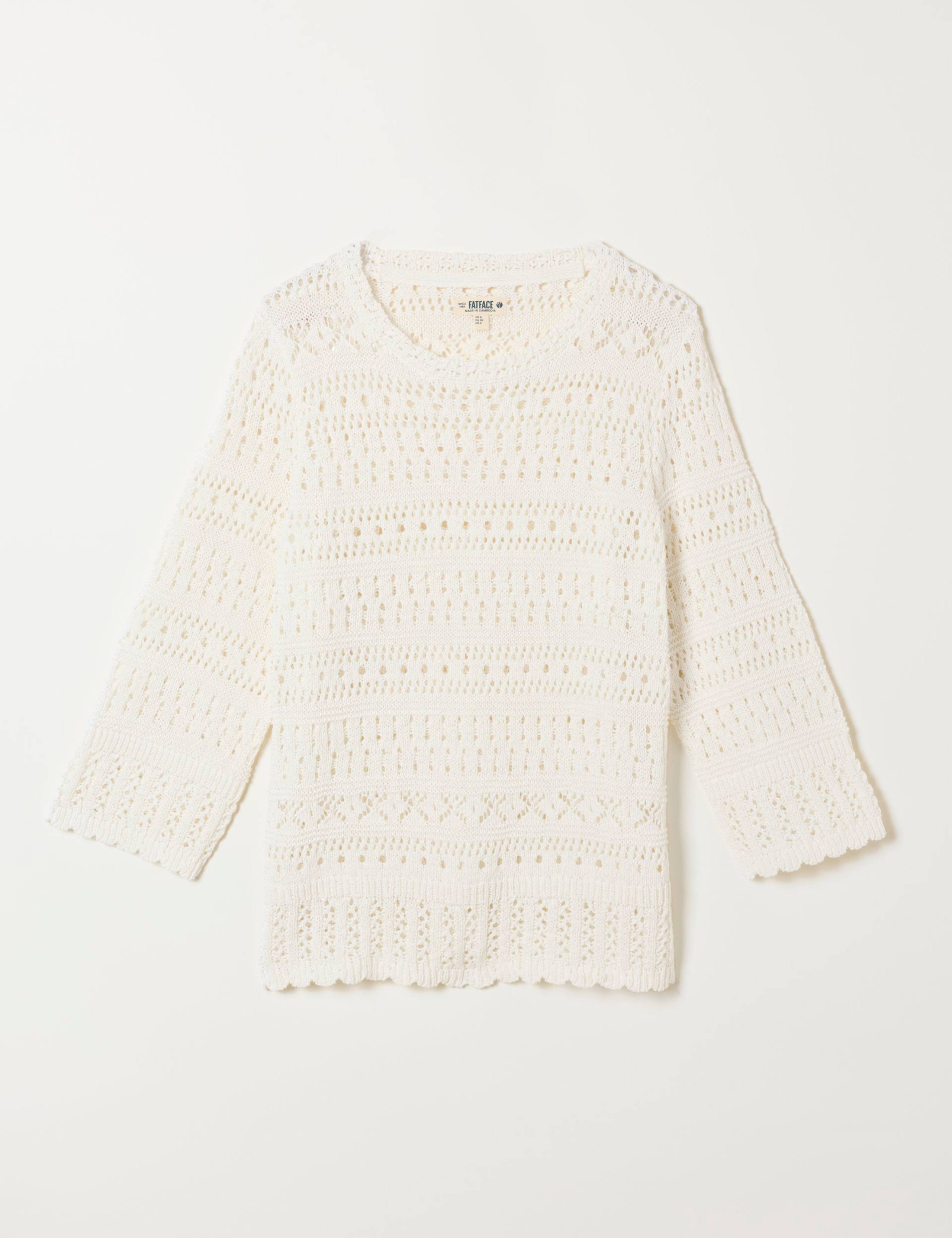 Pure Cotton Pointelle Crew Neck Jumper 2 of 5