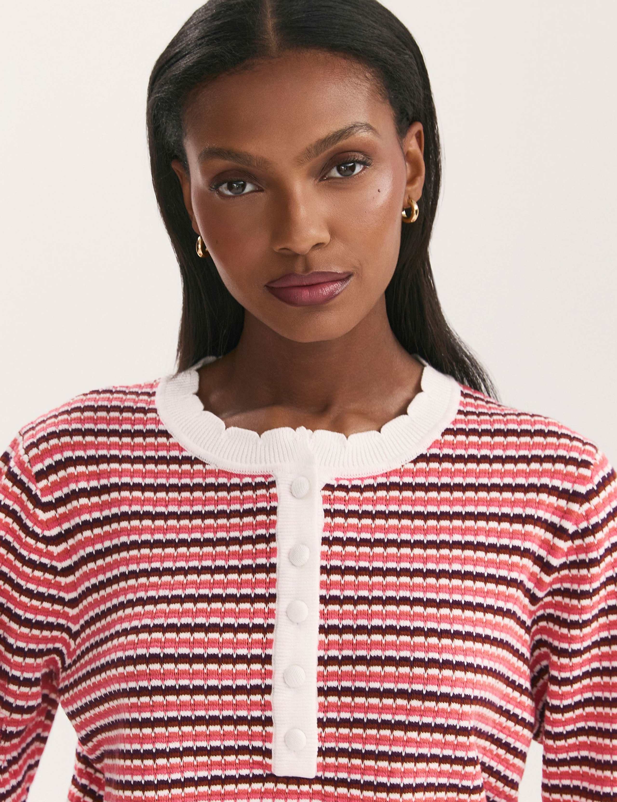 Pure Cotton Striped Button-Detail Jumper 4 of 4