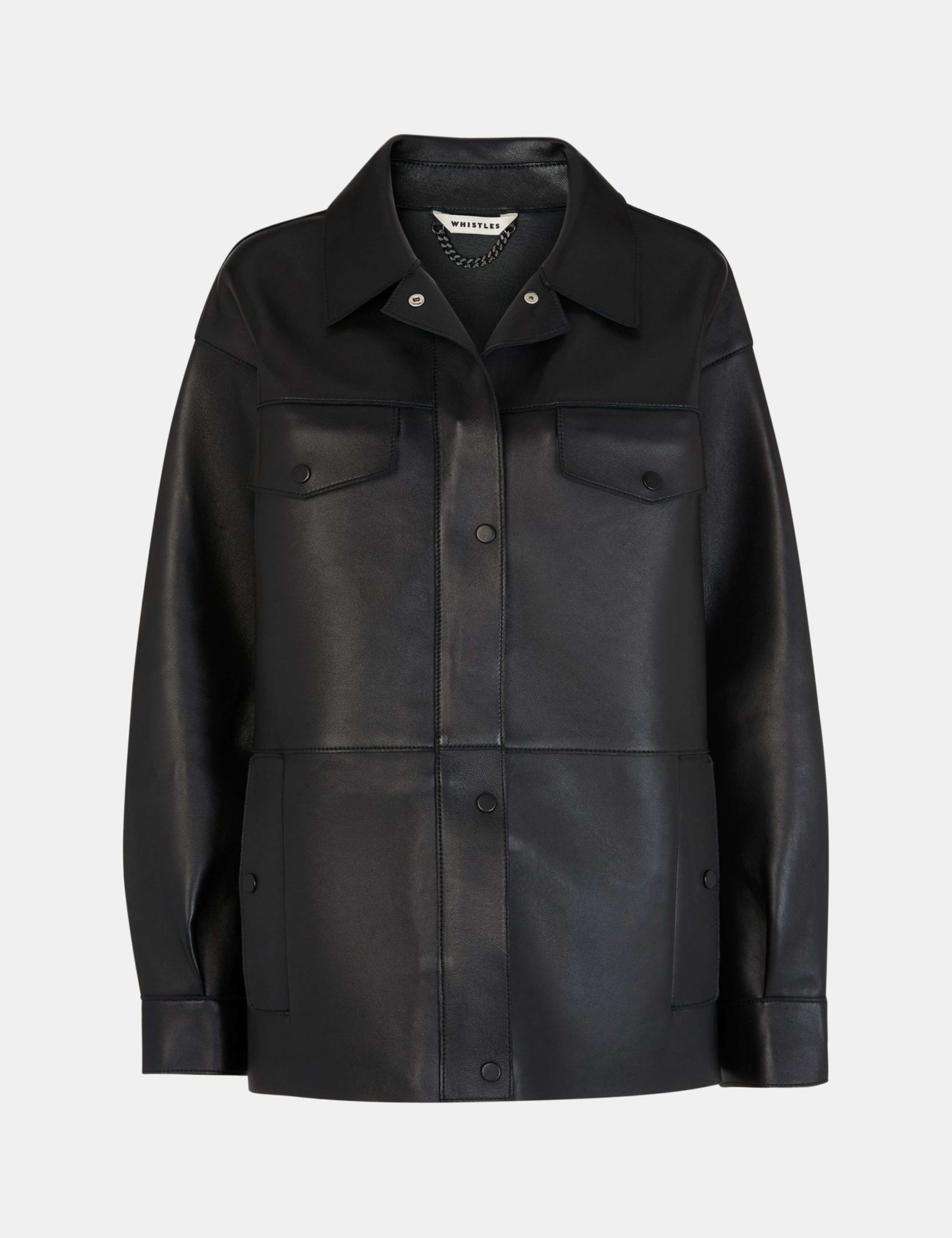 Leather Relaxed Collared Biker Jacket 2 of 4