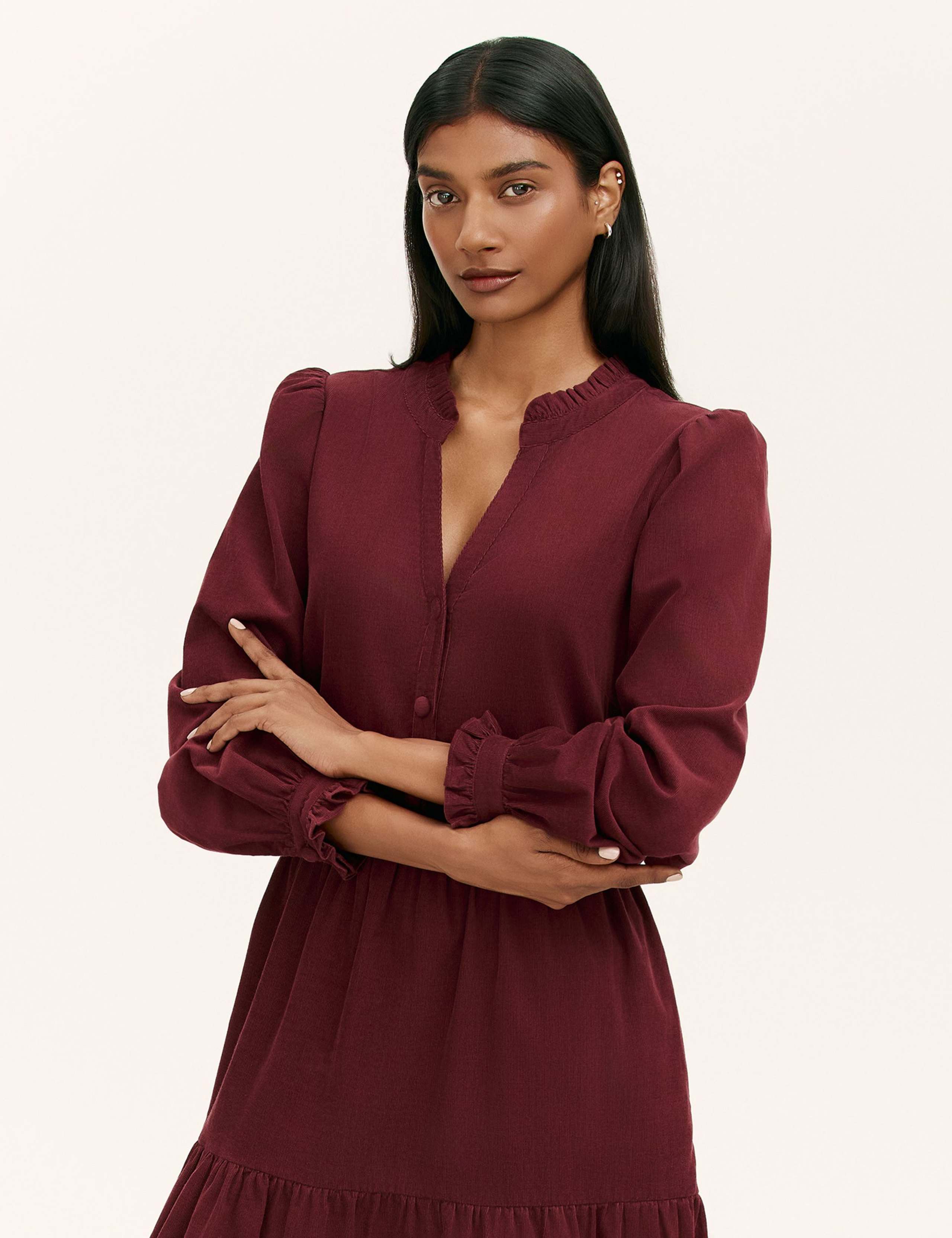 Pure Cotton Cord Ruffle Midi Tiered Dress 4 of 4