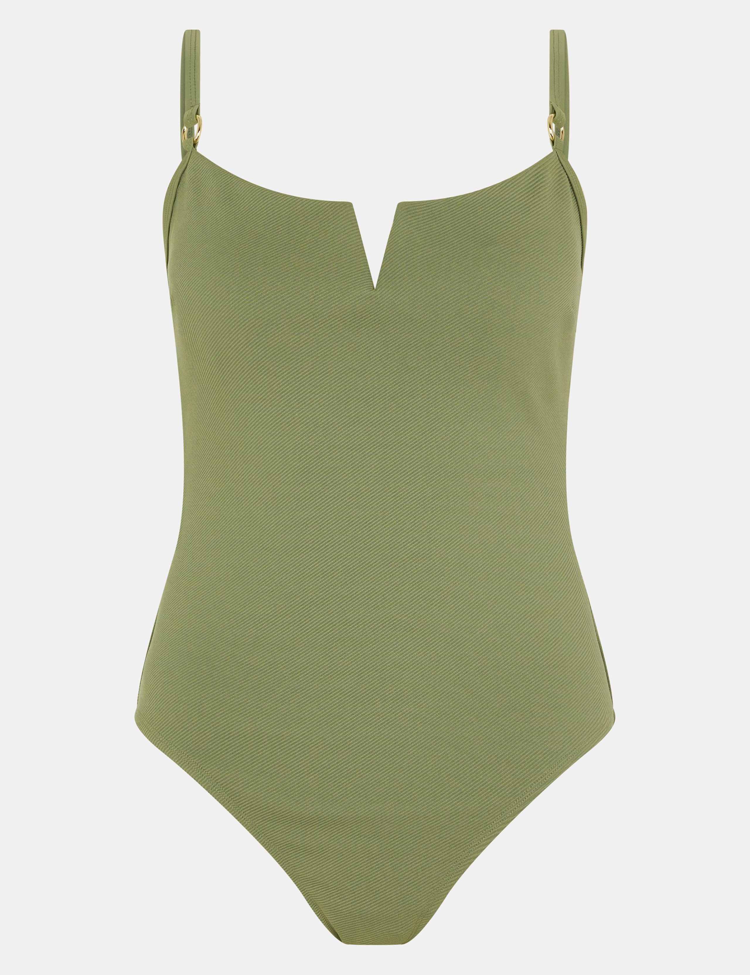 Shaping Ribbed Notch Neck Swimsuit 2 of 5