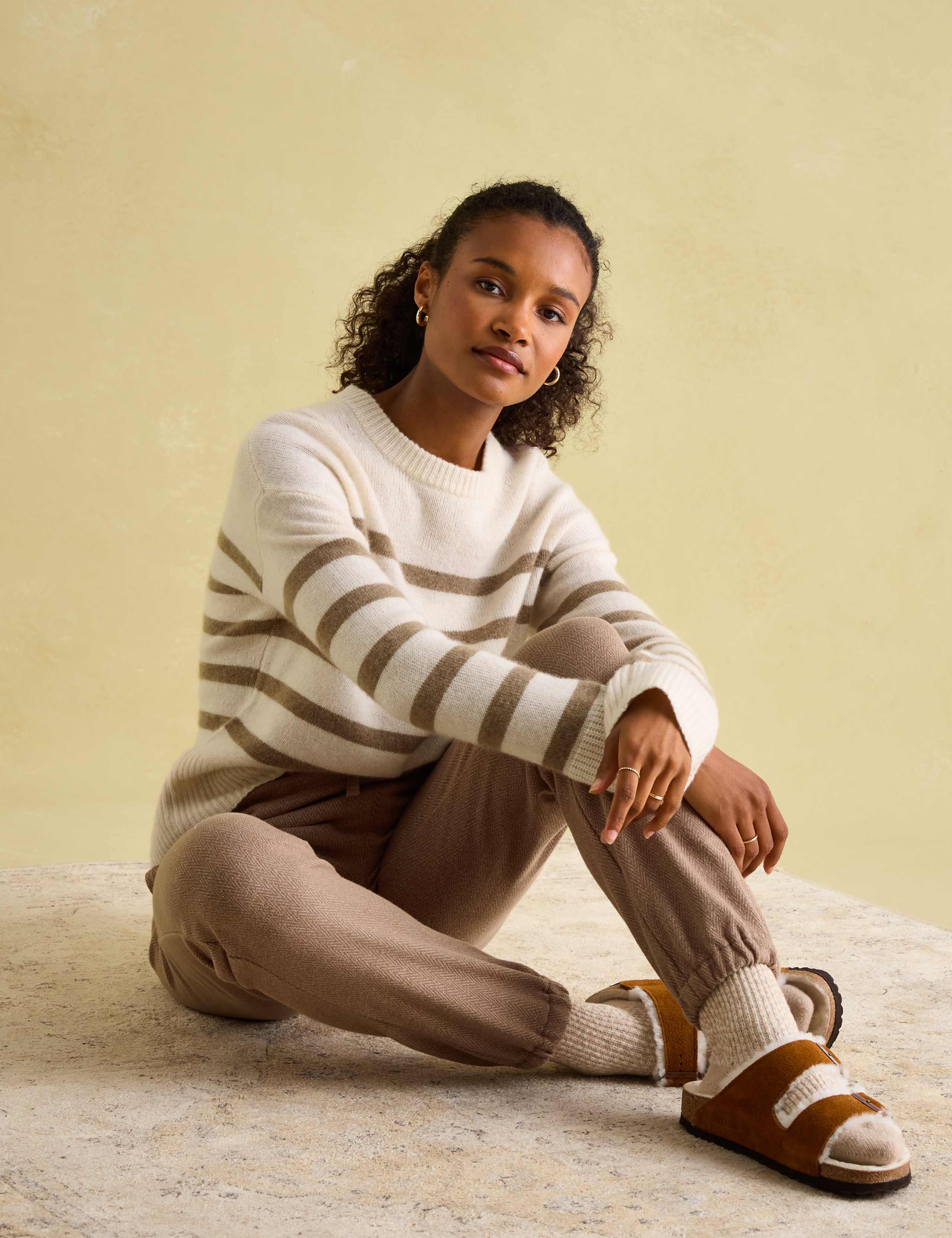 Pure Cashmere Striped Crew Neck Jumper 3 of 6