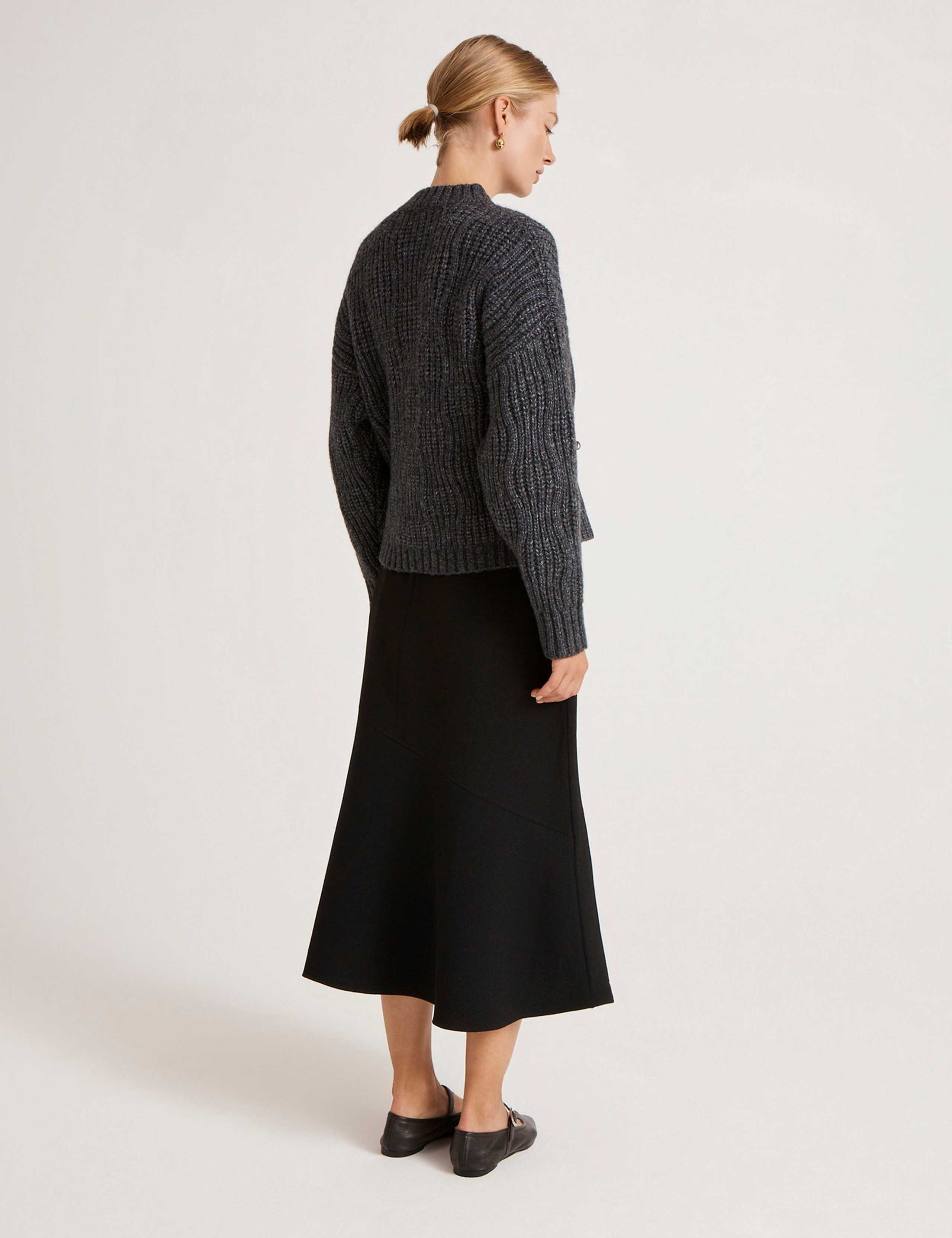 Ribbed Crew Neck Button Front Cardigan 3 of 4