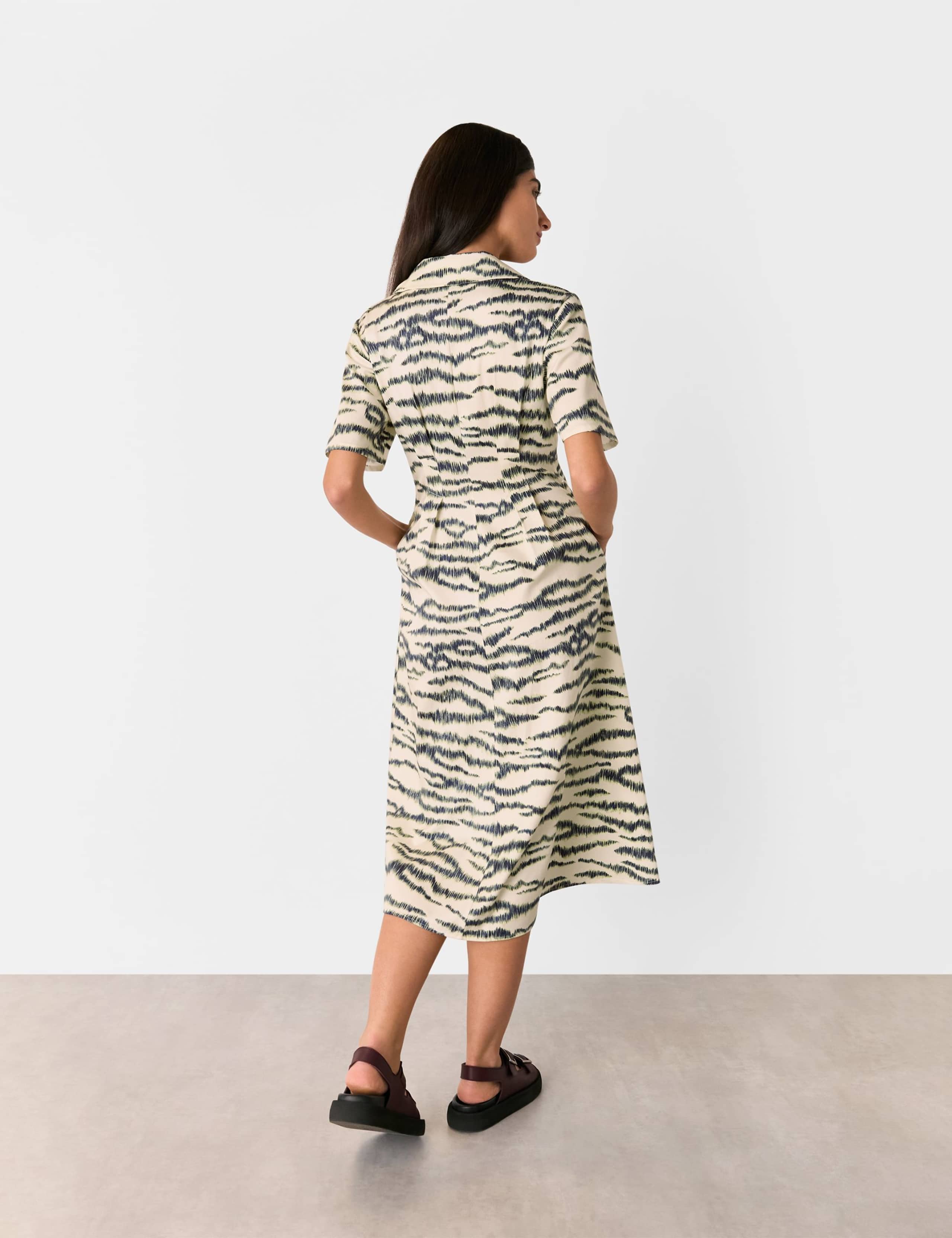 Cotton Blend Animal Print Midi Shirt Dress 4 of 4