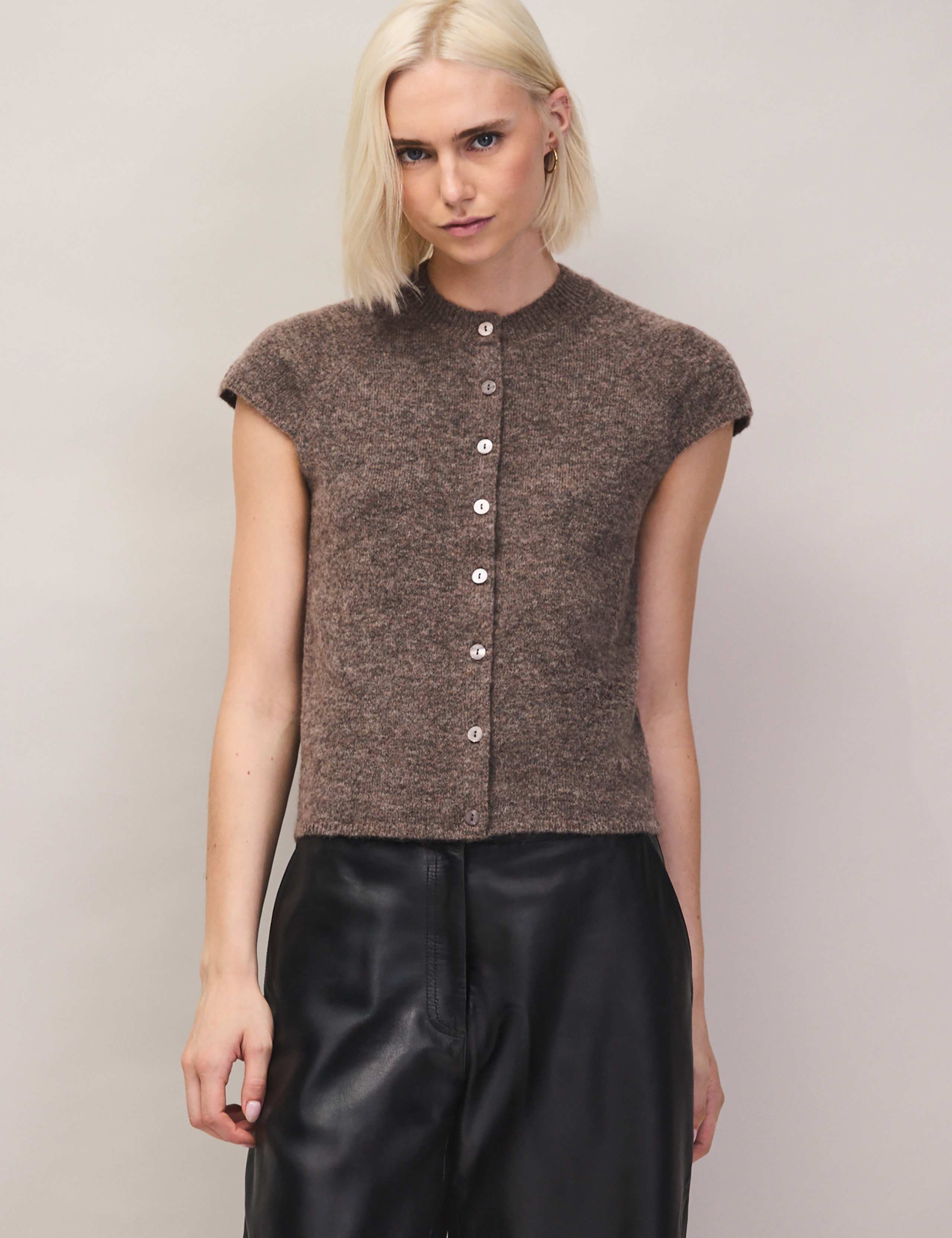 Alpaca Blend Crew Neck Button Through Top 4 of 4