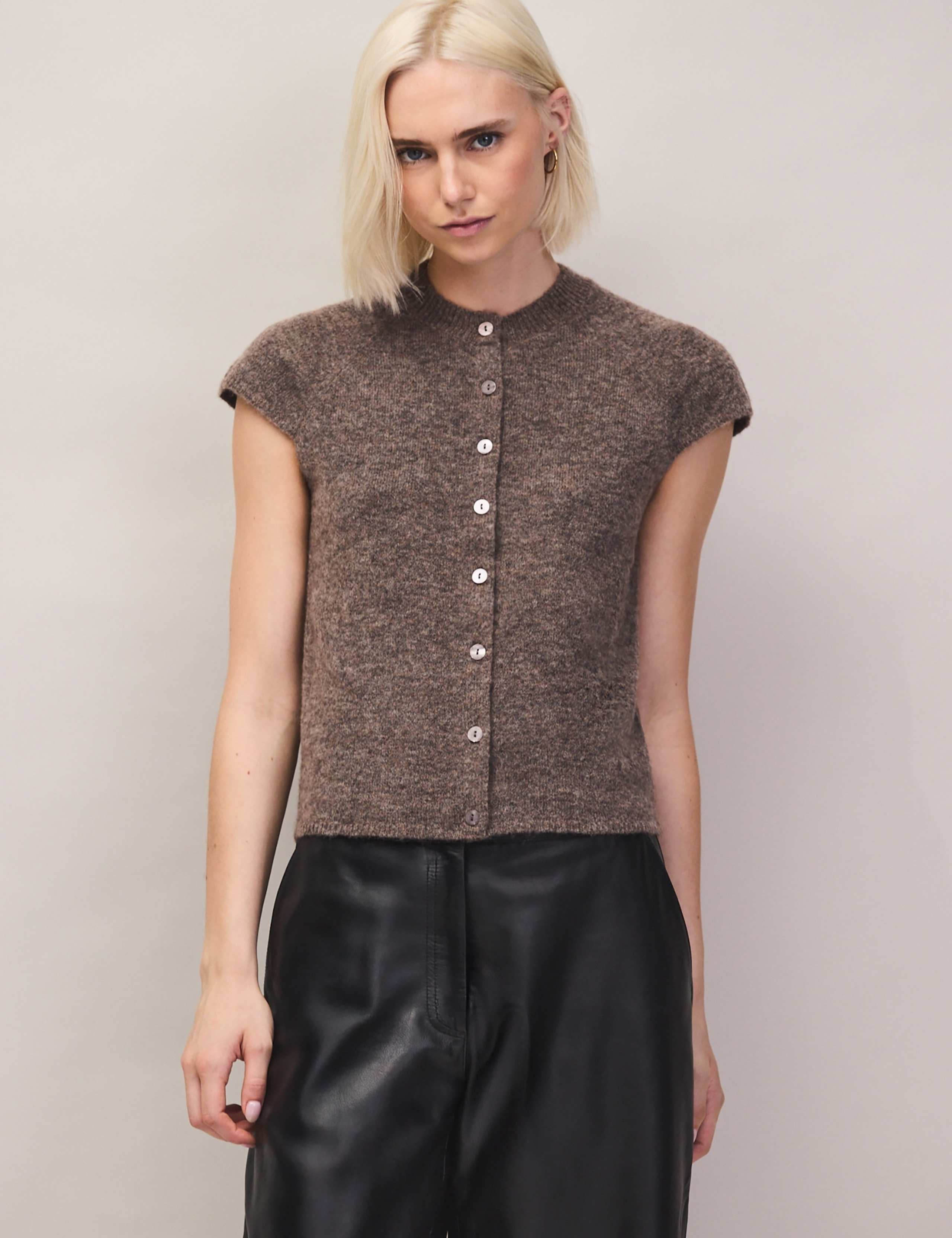 Alpaca Blend Crew Neck Button Through Top 5 of 7