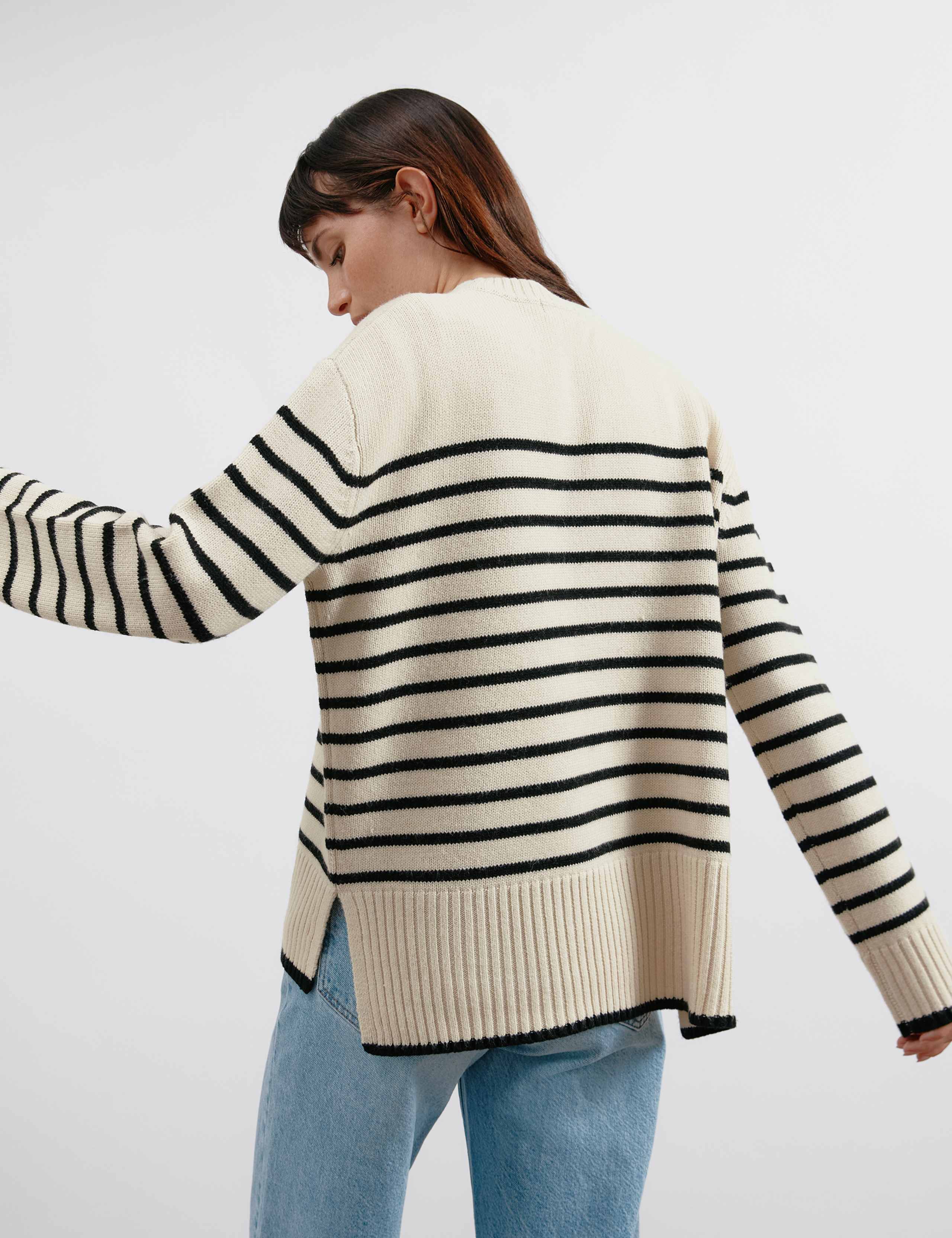 Striped Crew Neck Jumper with Wool 5 of 6