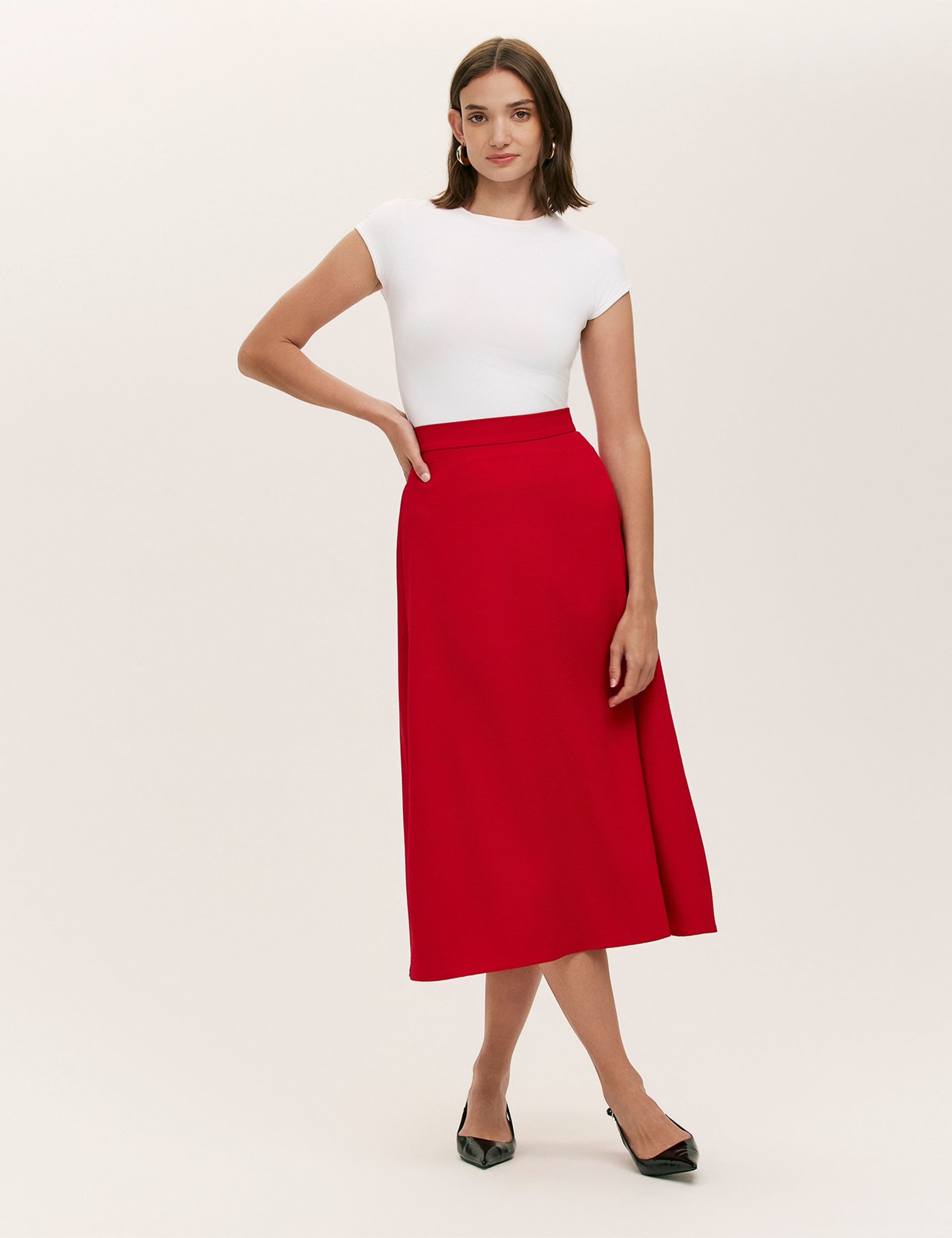 Crepe Midi A-Line Skirt 2 of 5