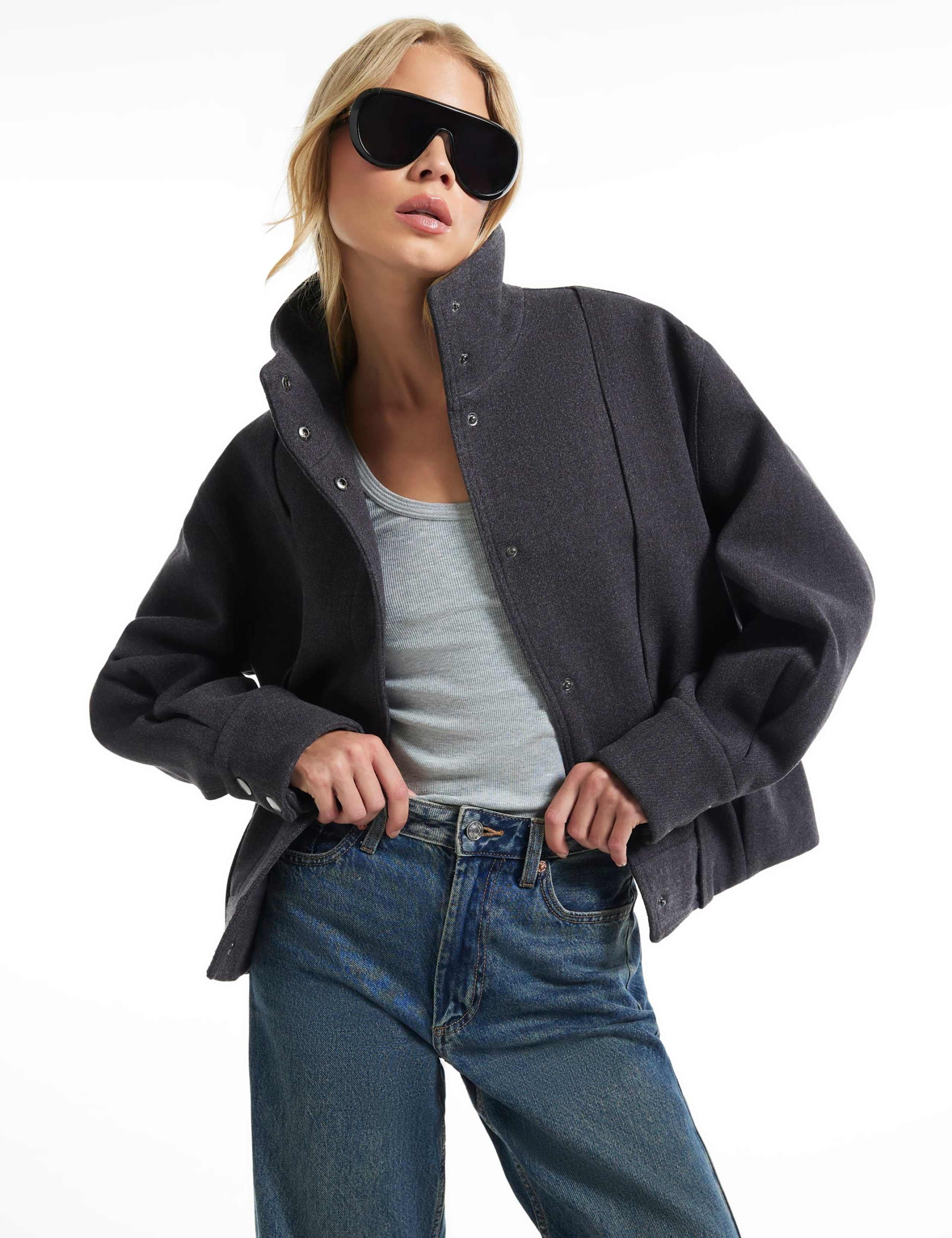 Oversized Funnel Neck Bomber Jacket 1 of 3