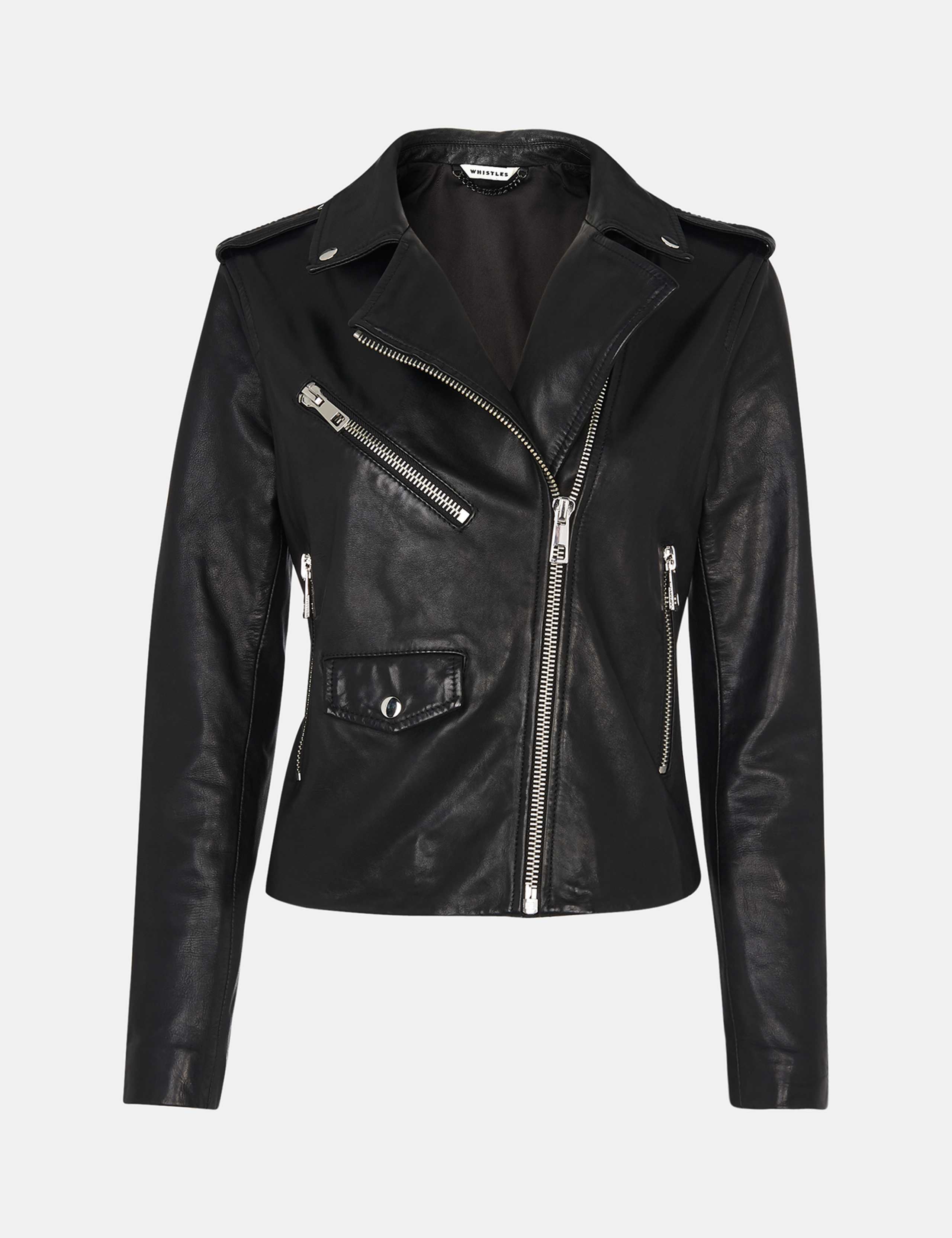 Agnes Leather Cropped Biker Jacket 2 of 4