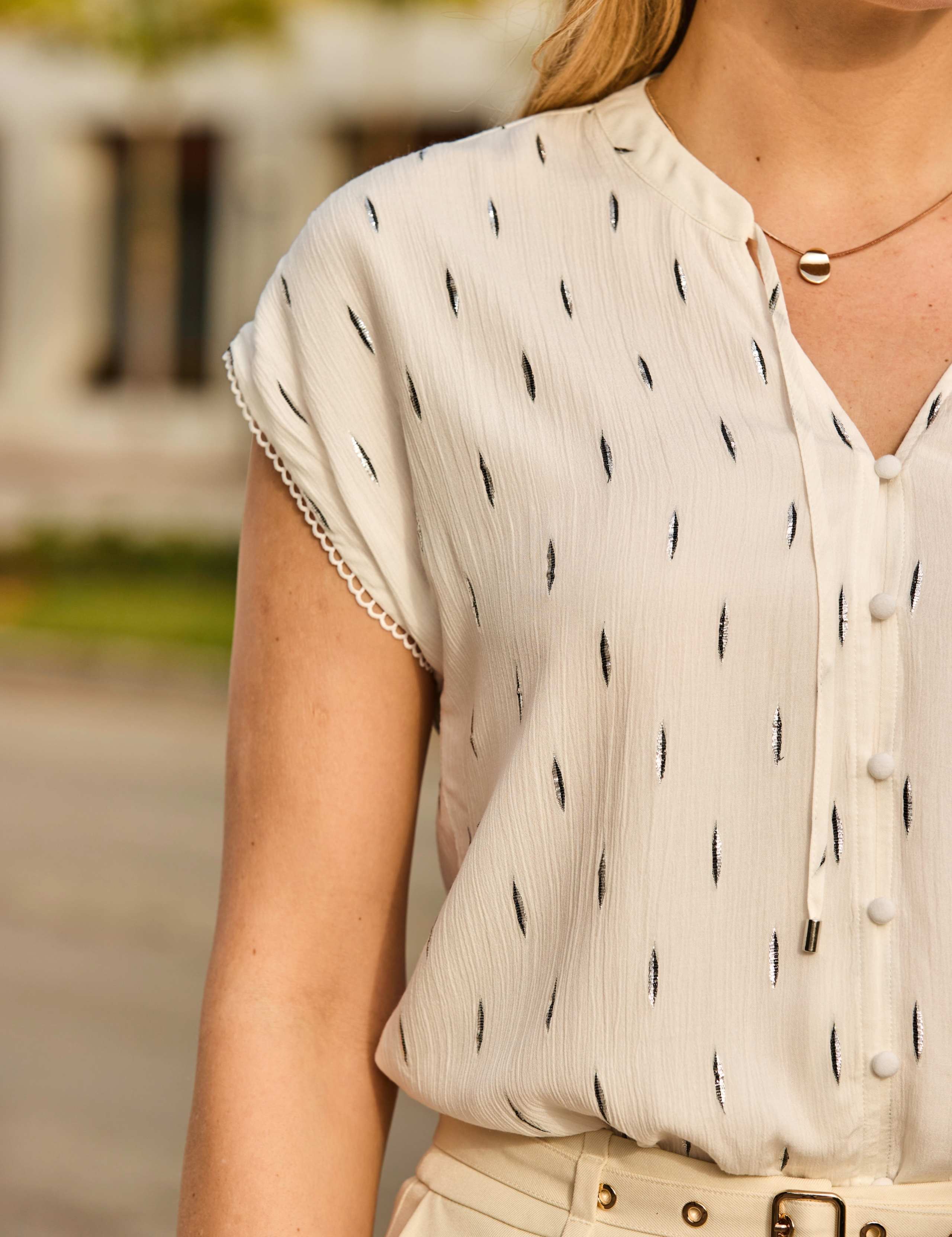 Printed Tie Neck Top 7 of 7