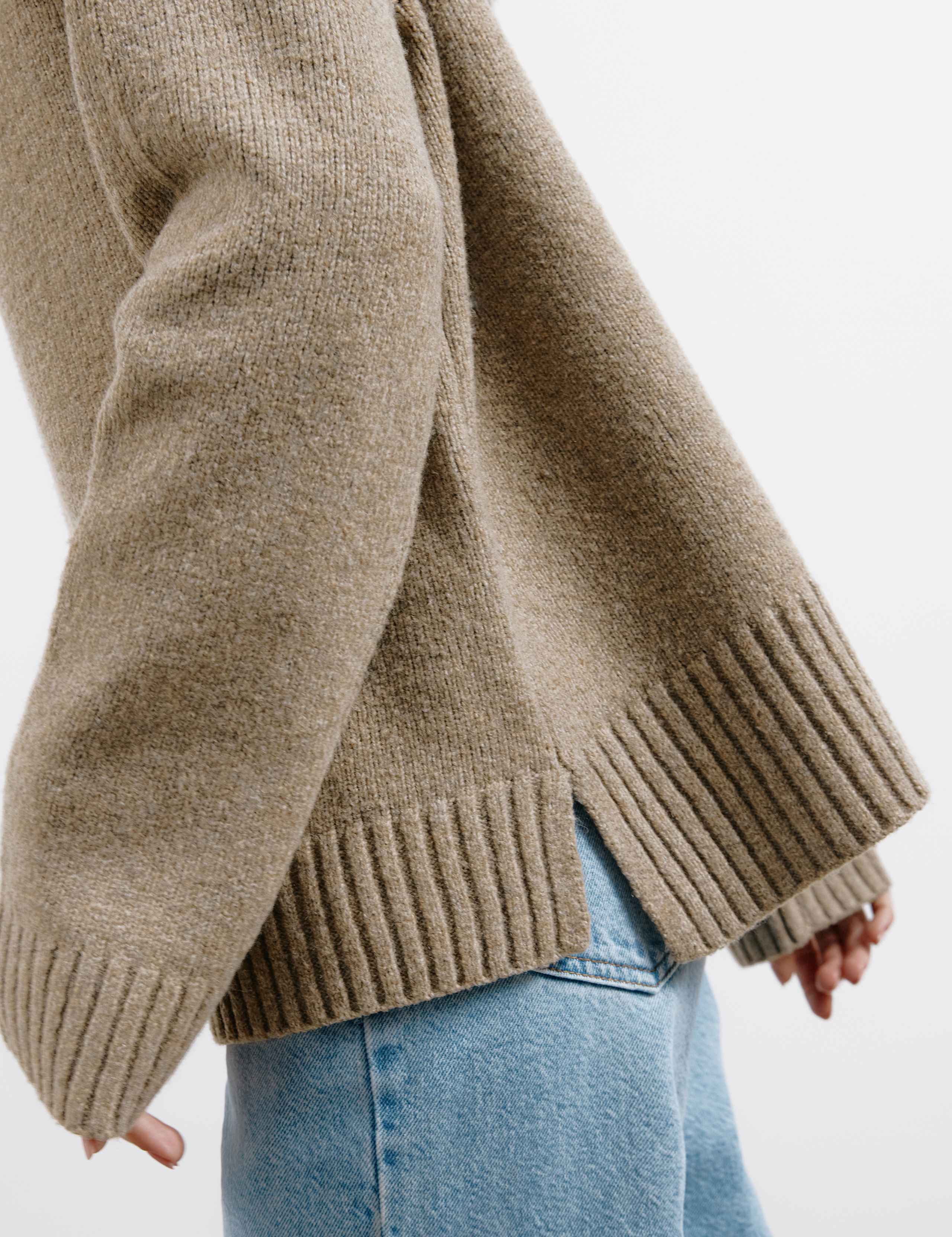 Crew Neck Stepped Hem Jumper with Wool 5 of 5