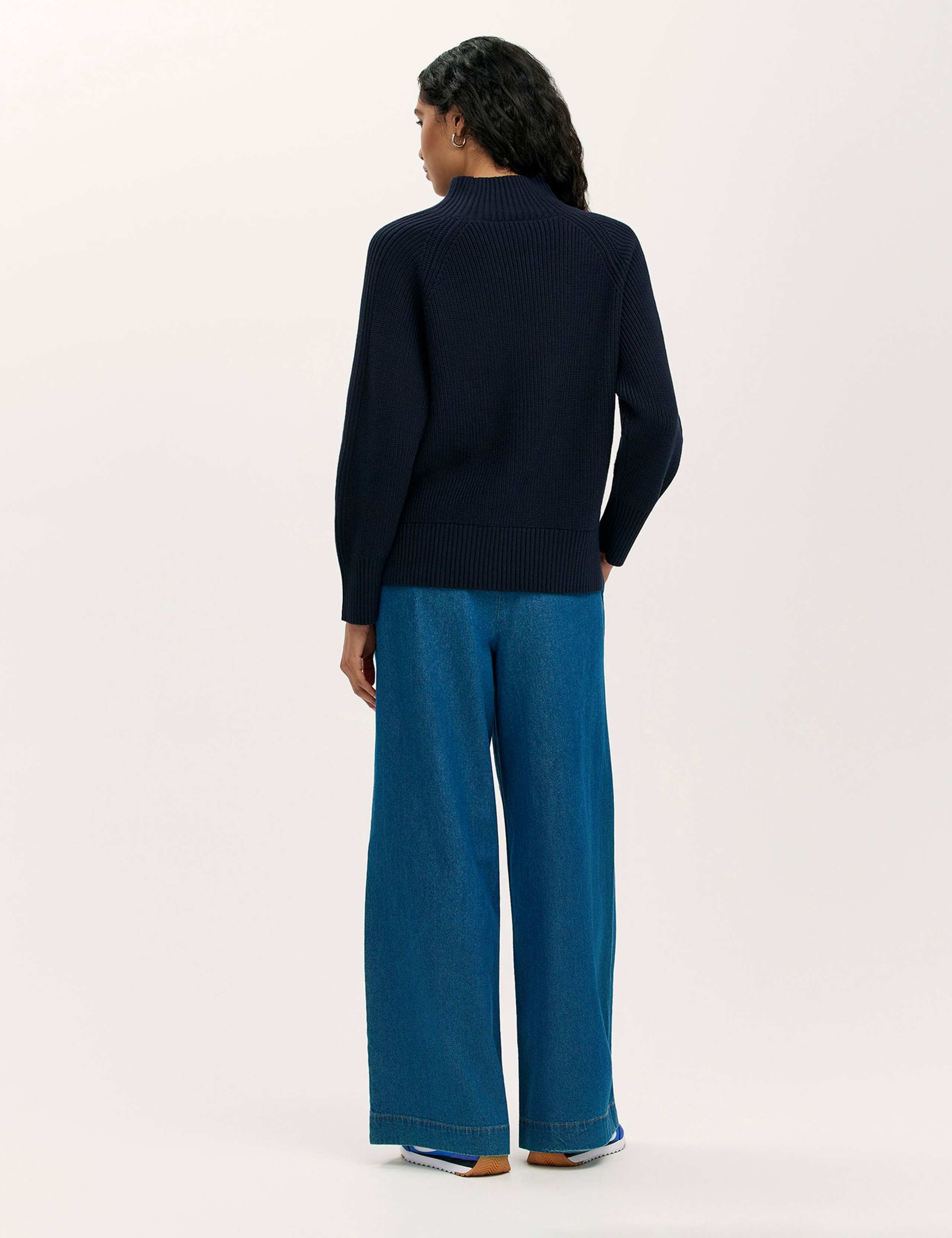 Cotton Rich Ribbed Funnel Neck Jumper 3 of 4