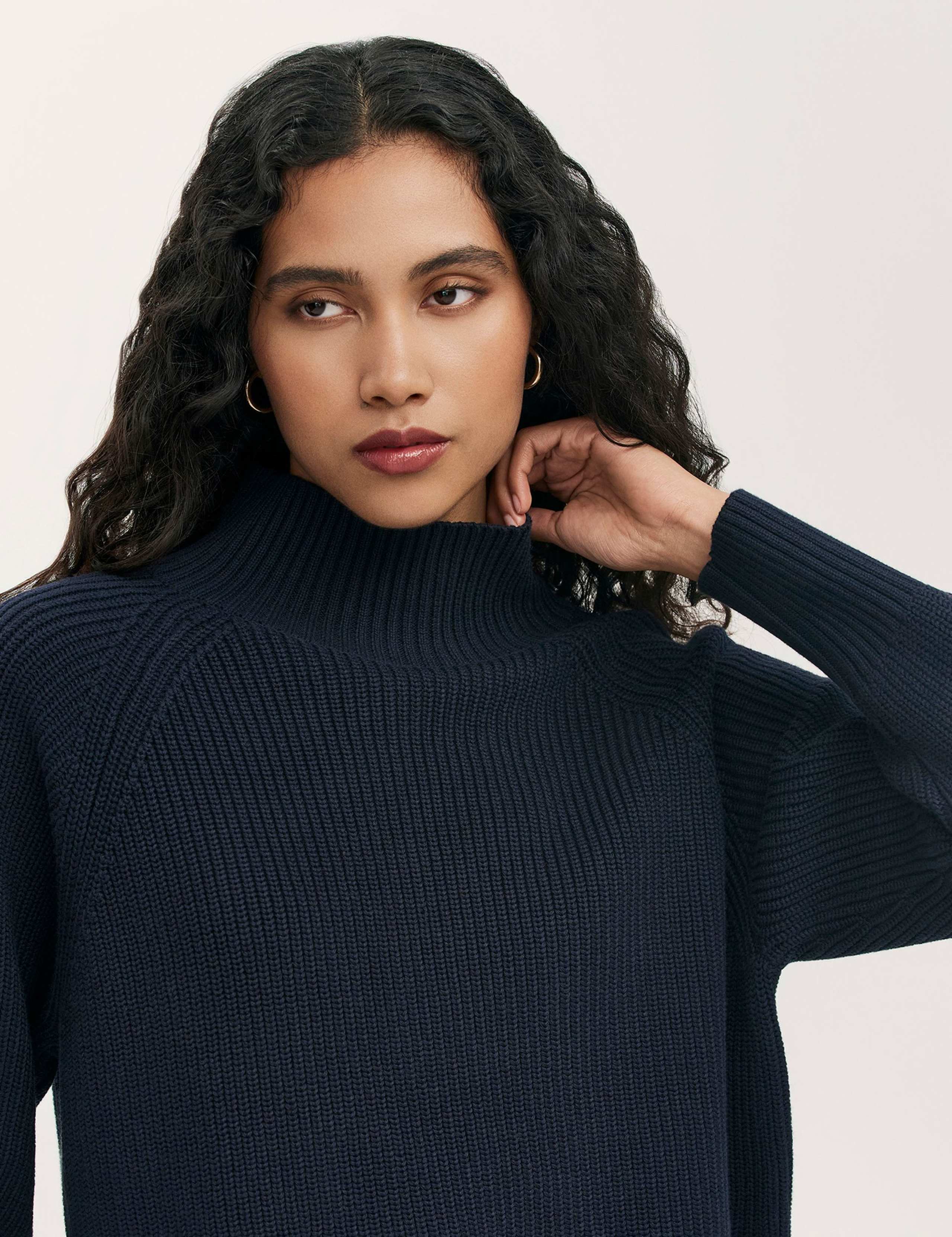 Cotton Rich Ribbed Funnel Neck Jumper 4 of 4