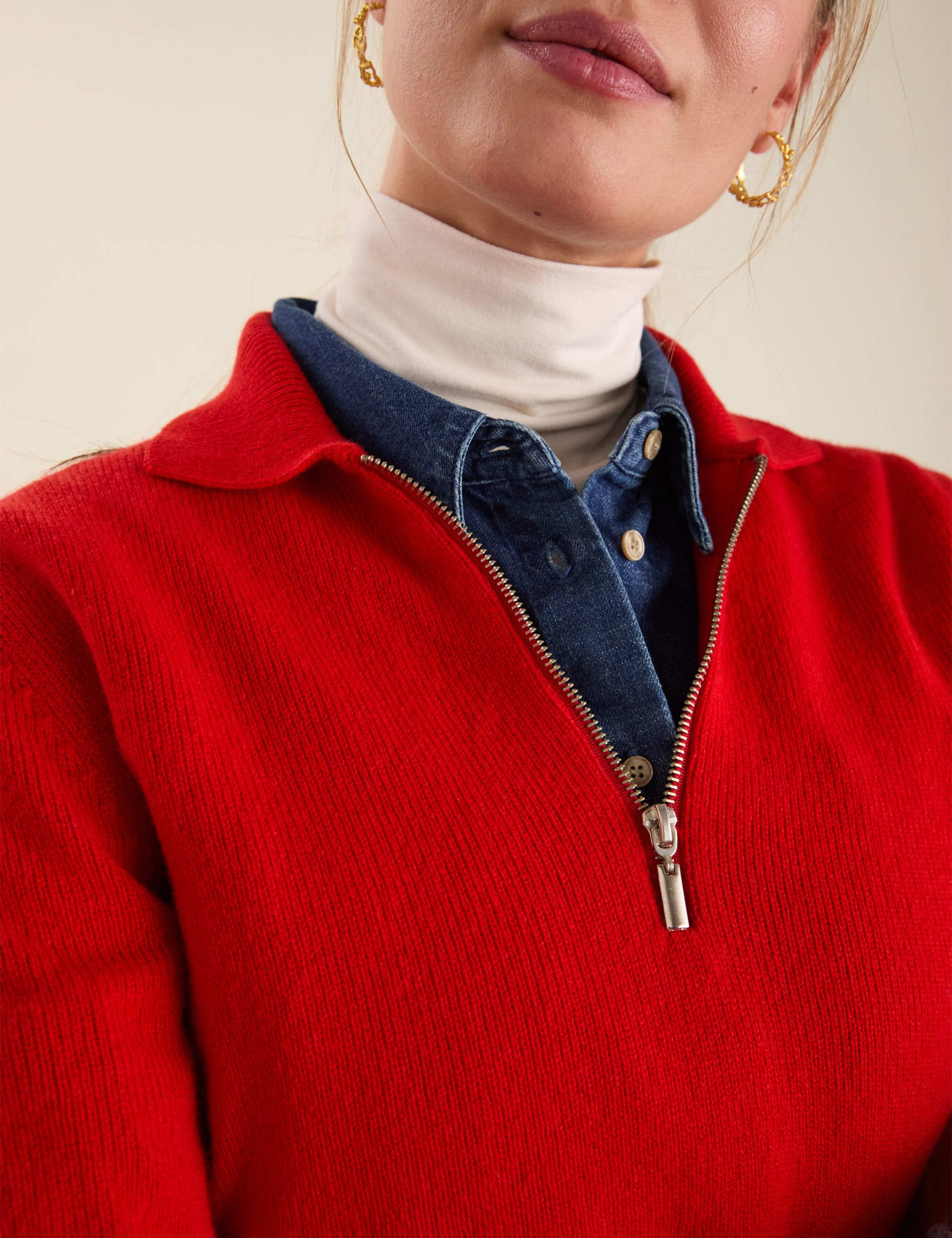 Pure Wool Collared Half Zip Jumper 4 of 5