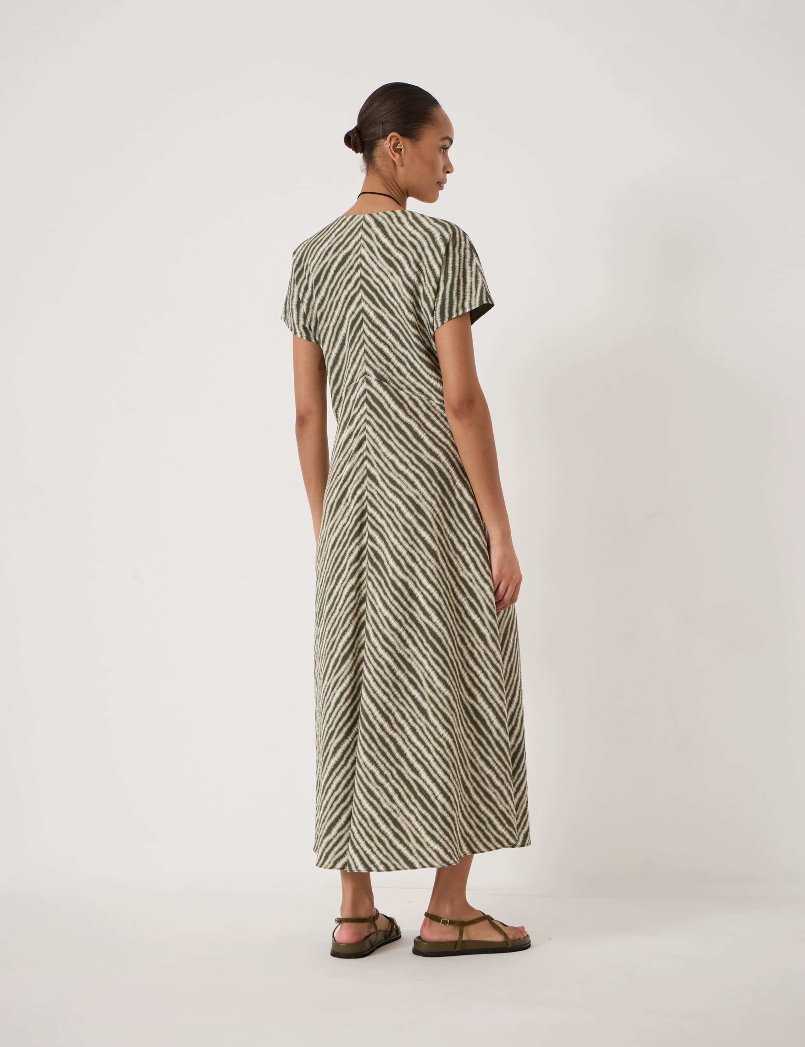 Striped Textured V-Neck Maxi Tea Dress 4 of 5