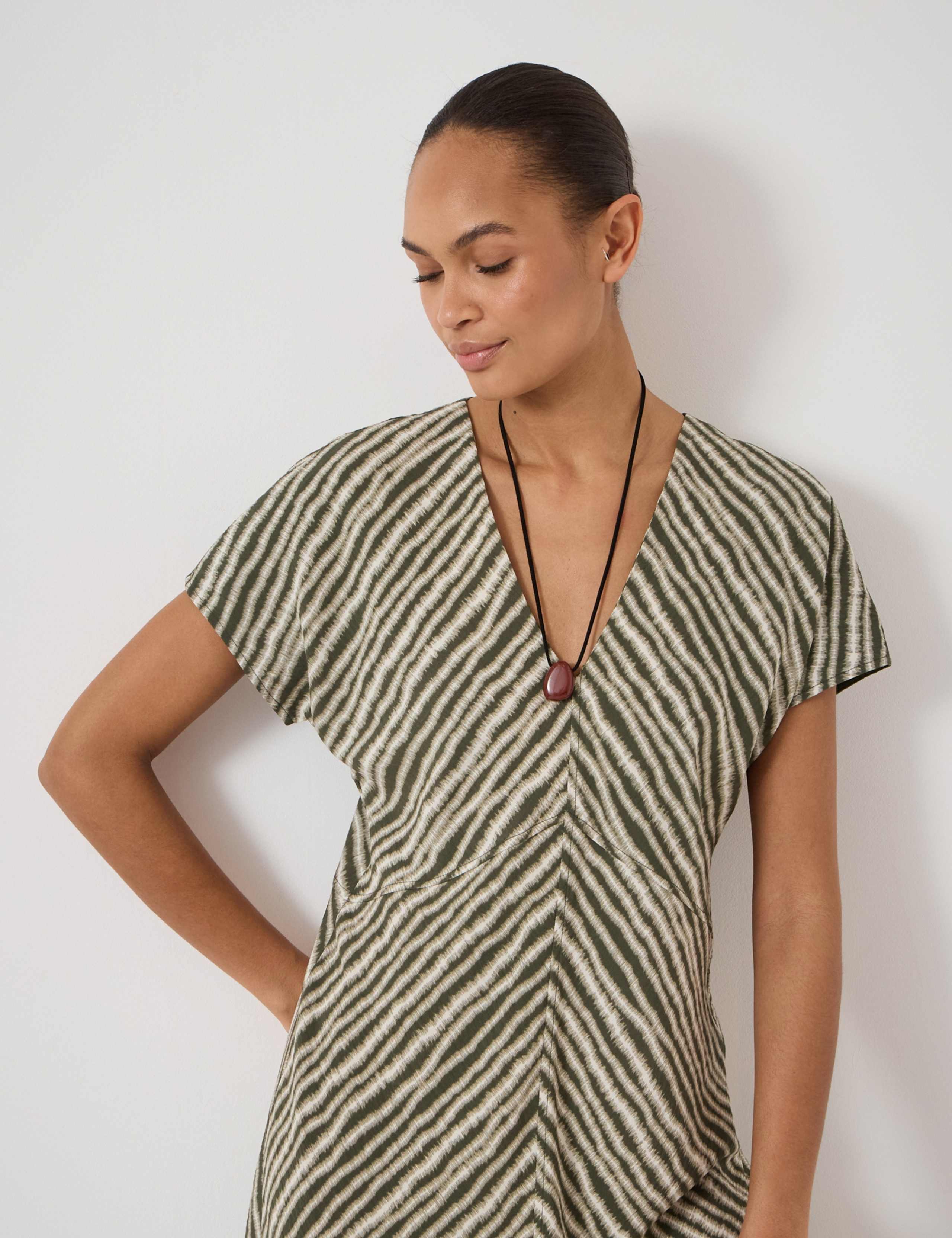 Striped Textured V-Neck Maxi Tea Dress 5 of 5