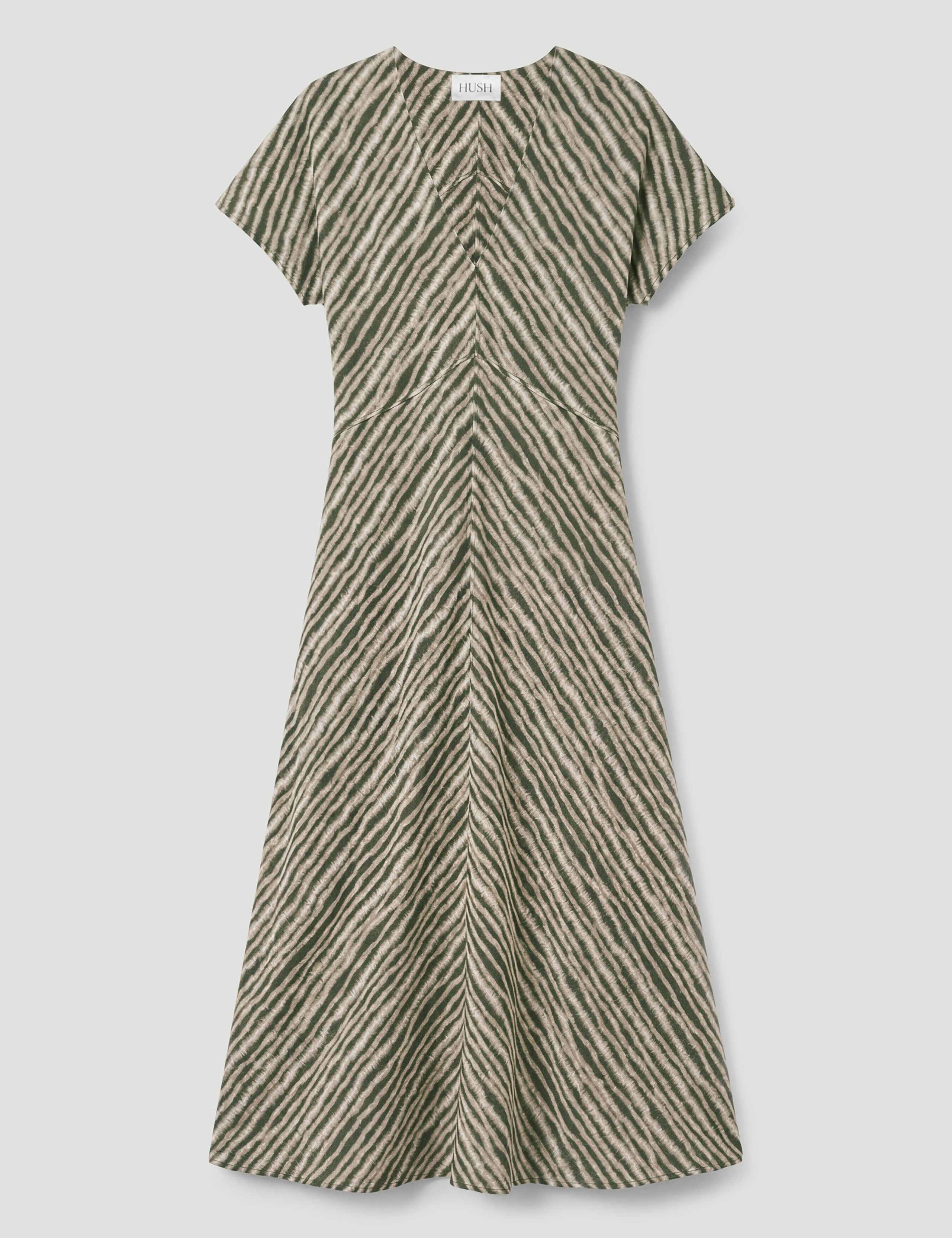 Striped Textured V-Neck Maxi Tea Dress 2 of 5