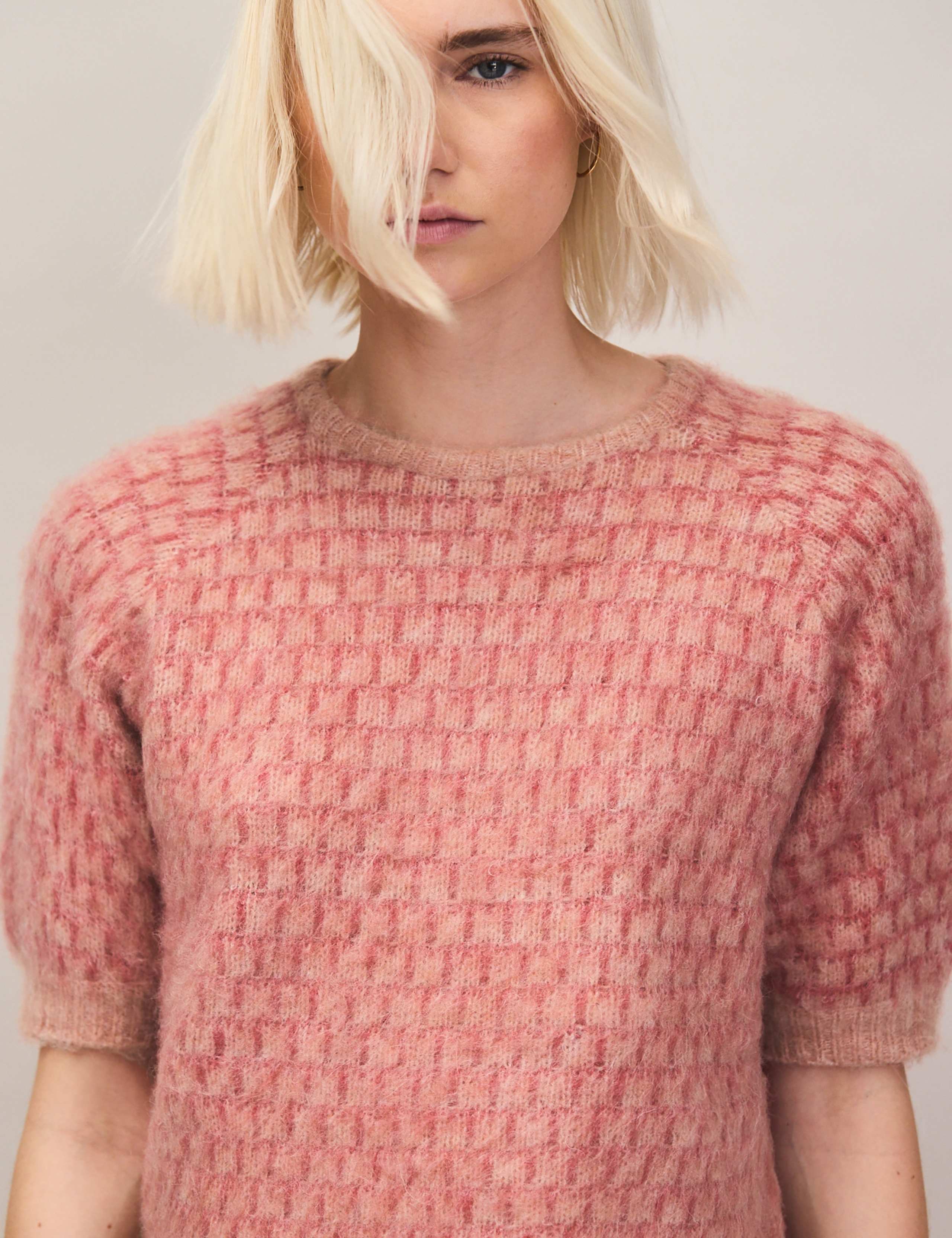 Textured Patterned Knitted Top with Alpaca 2 of 4