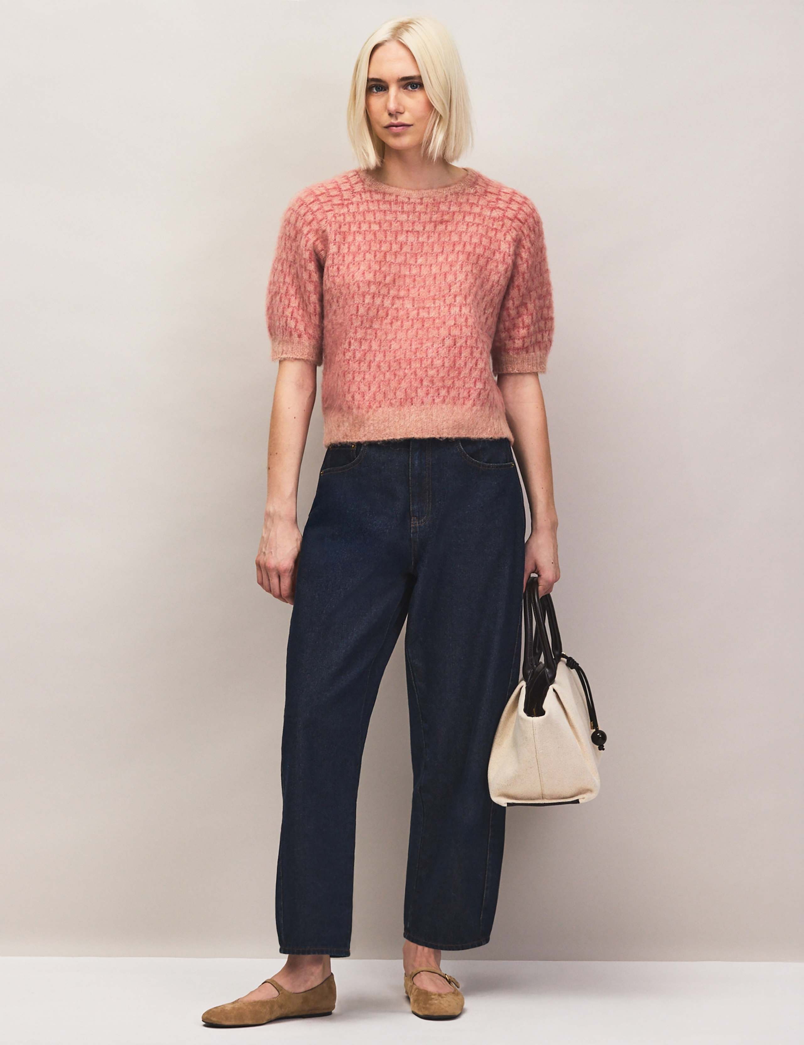 Textured Patterned Knitted Top with Alpaca 3 of 4