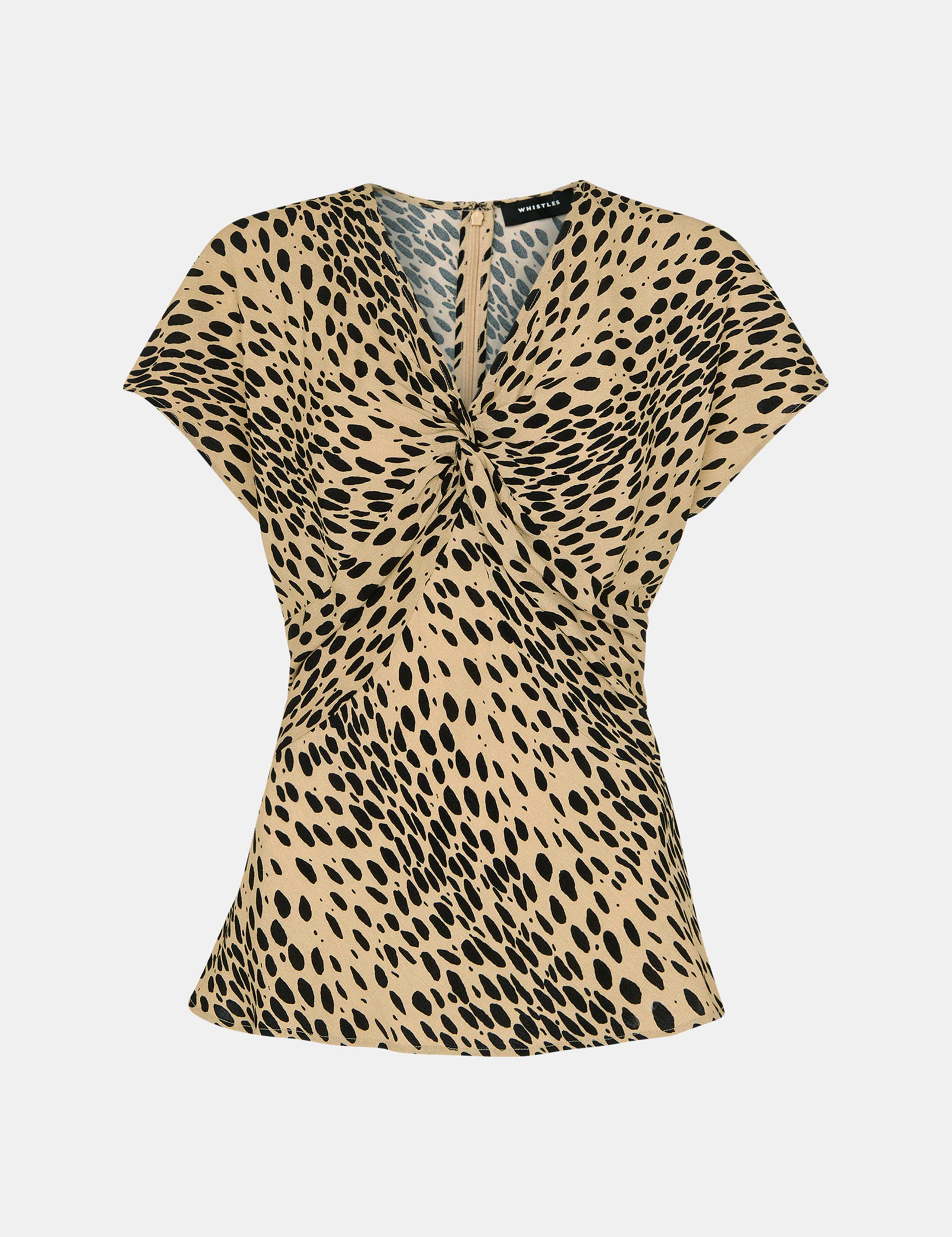 Animal Print V-Neck Twist Front Blouse 2 of 4