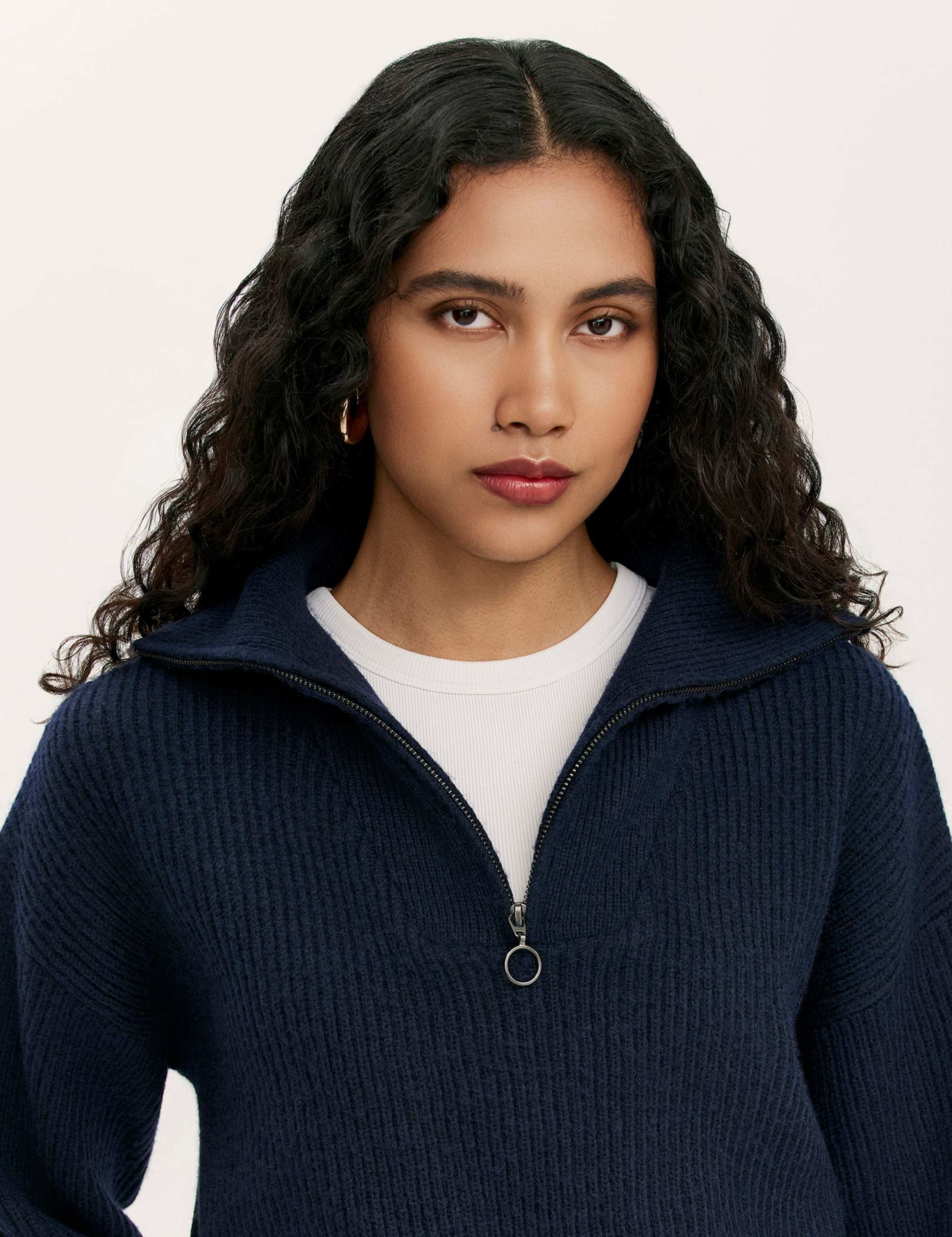 Ribbed Funnel Neck Half Zip Jumper 4 of 4