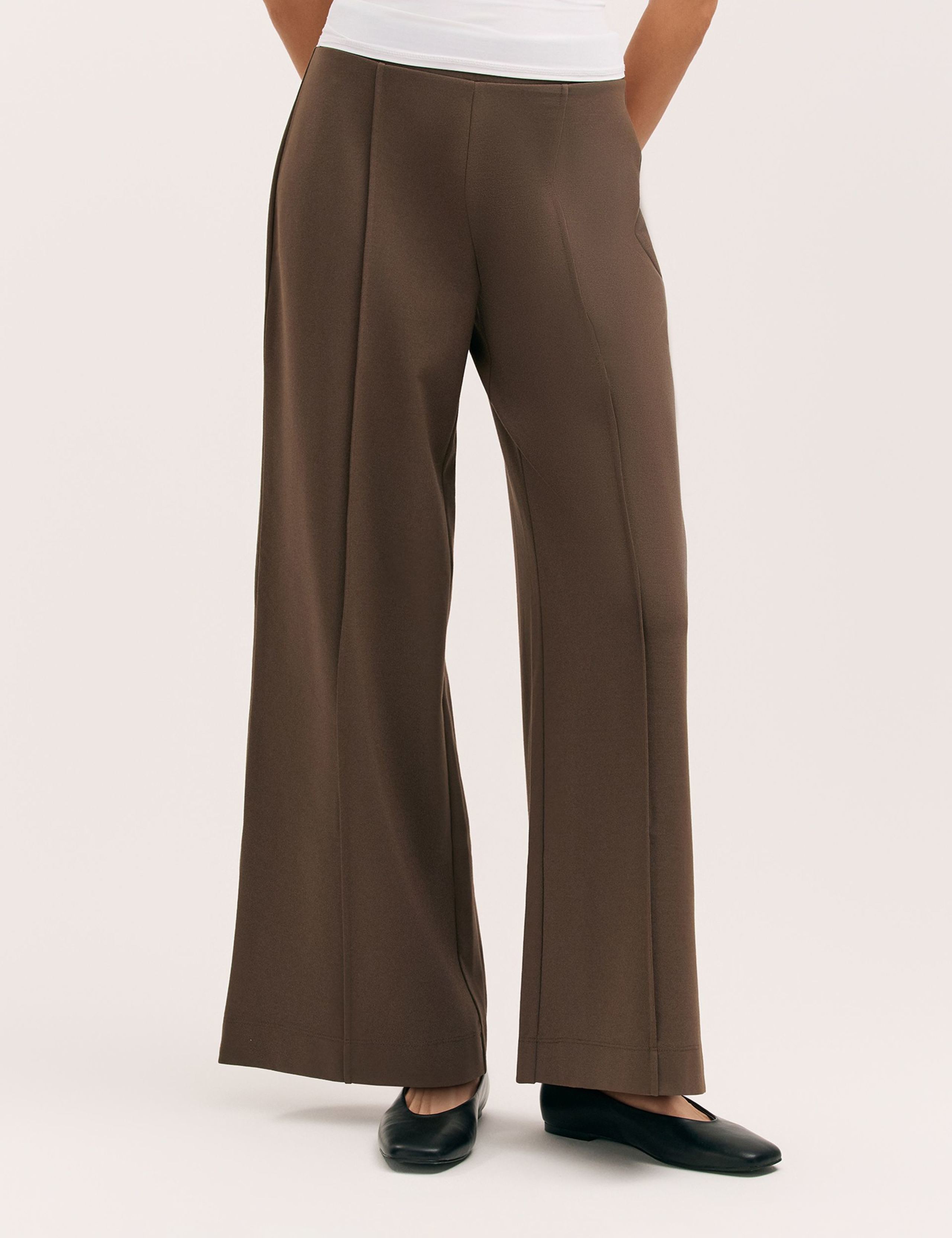 Jersey Elasticated Waist Wide Leg Trousers 2 of 4