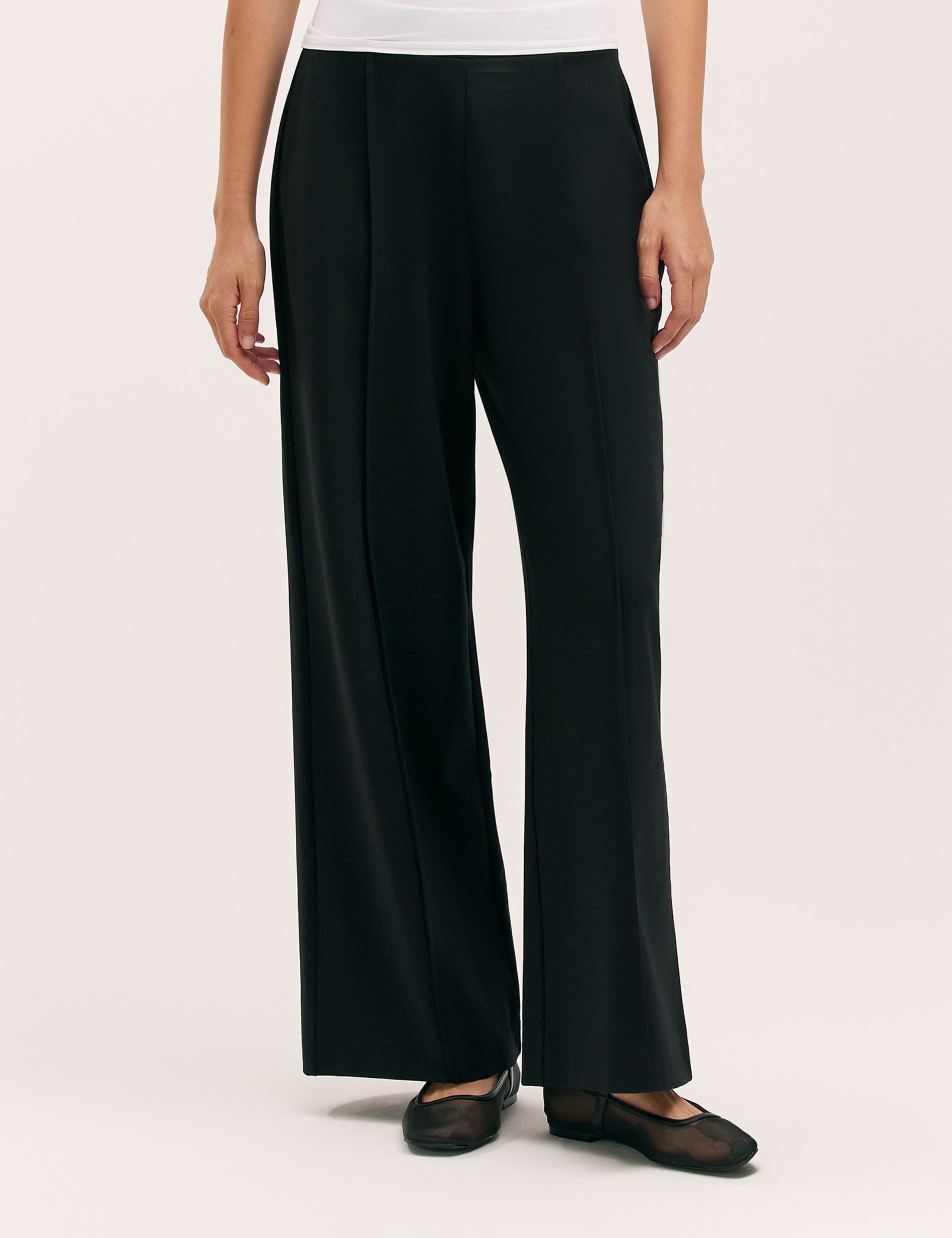 Jersey Elasticated Waist Wide Leg Trousers 2 of 4