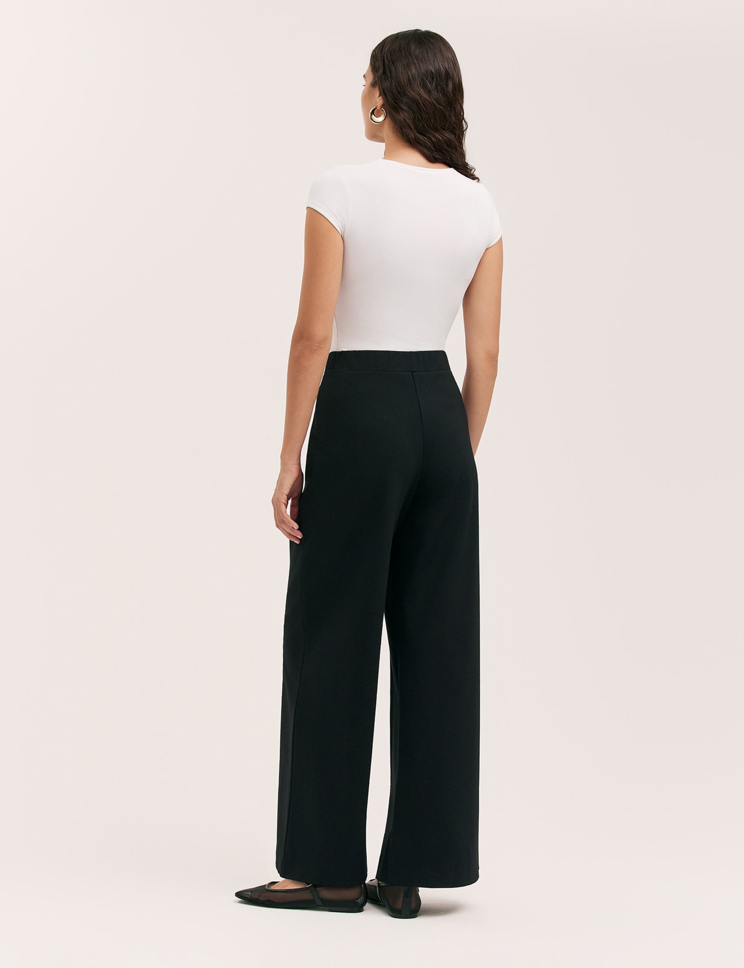 Jersey Elasticated Waist Wide Leg Trousers 3 of 4