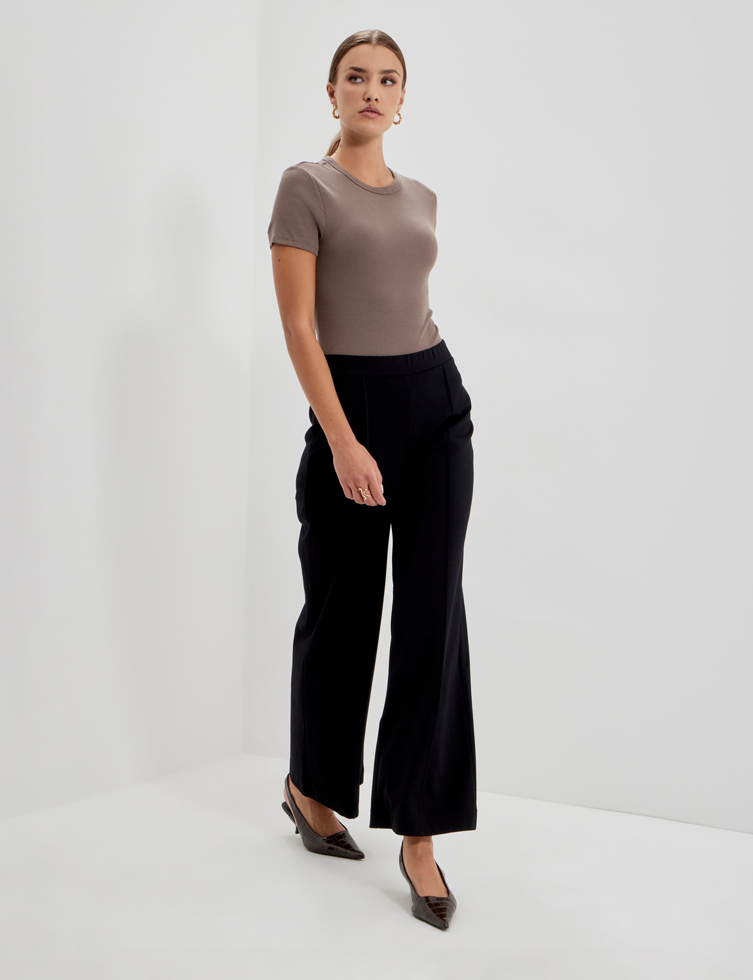Jersey Elasticated Waist Wide Leg Trousers 5 of 10