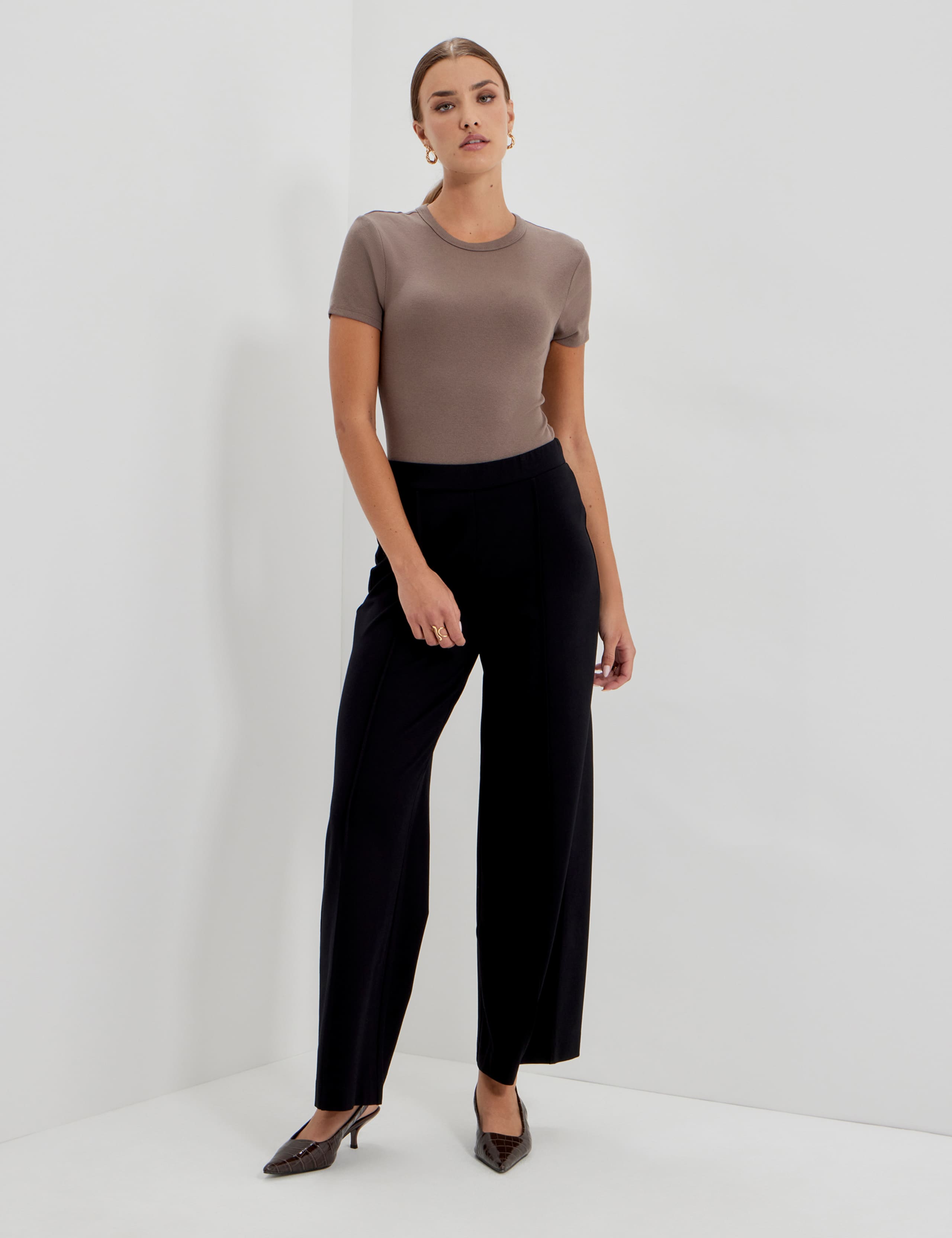 Jersey Elasticated Waist Wide Leg Trousers 7 of 10